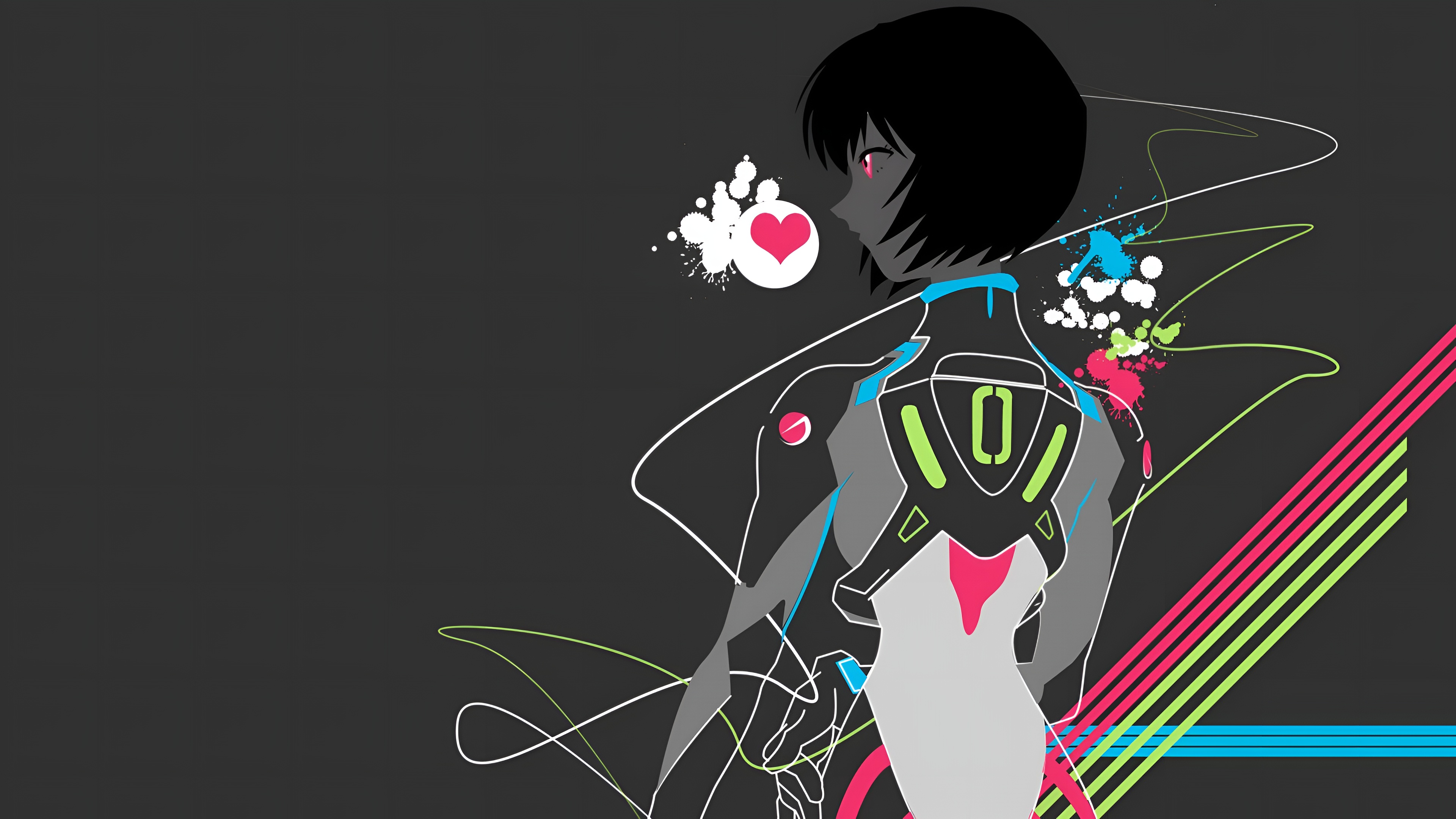 Rei Ayanami Minimalistic Neon Genesis Evangelion Wallpaper