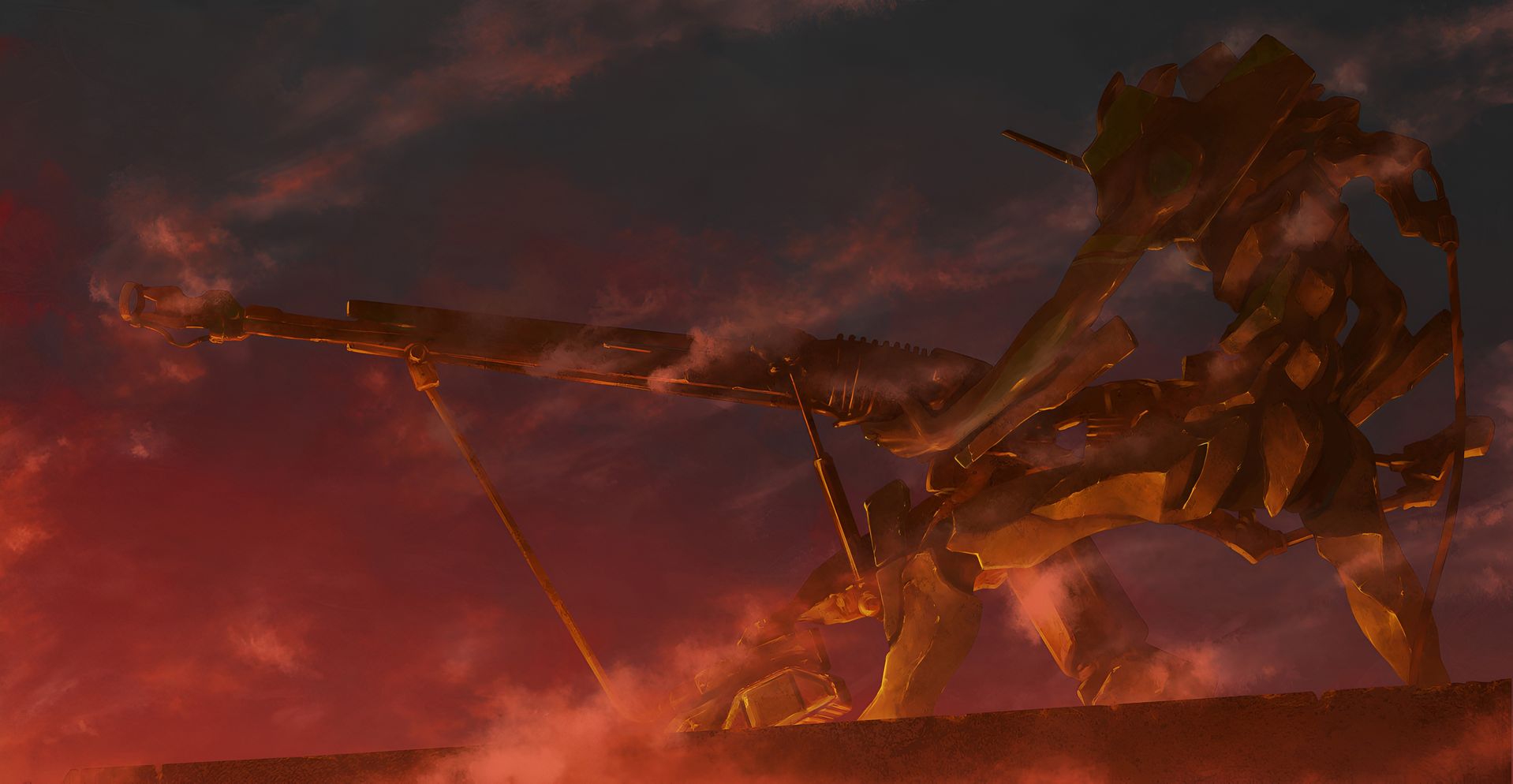 EVA Unit-01 Firing Cannon Wallpaper 4K