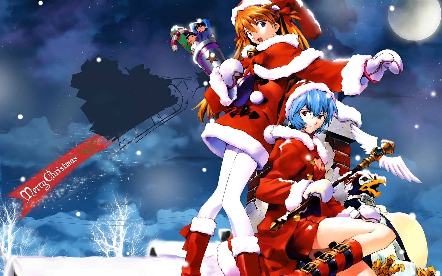 Neon Genesis Evangelion Christmas Wallpaper Rei Asuka