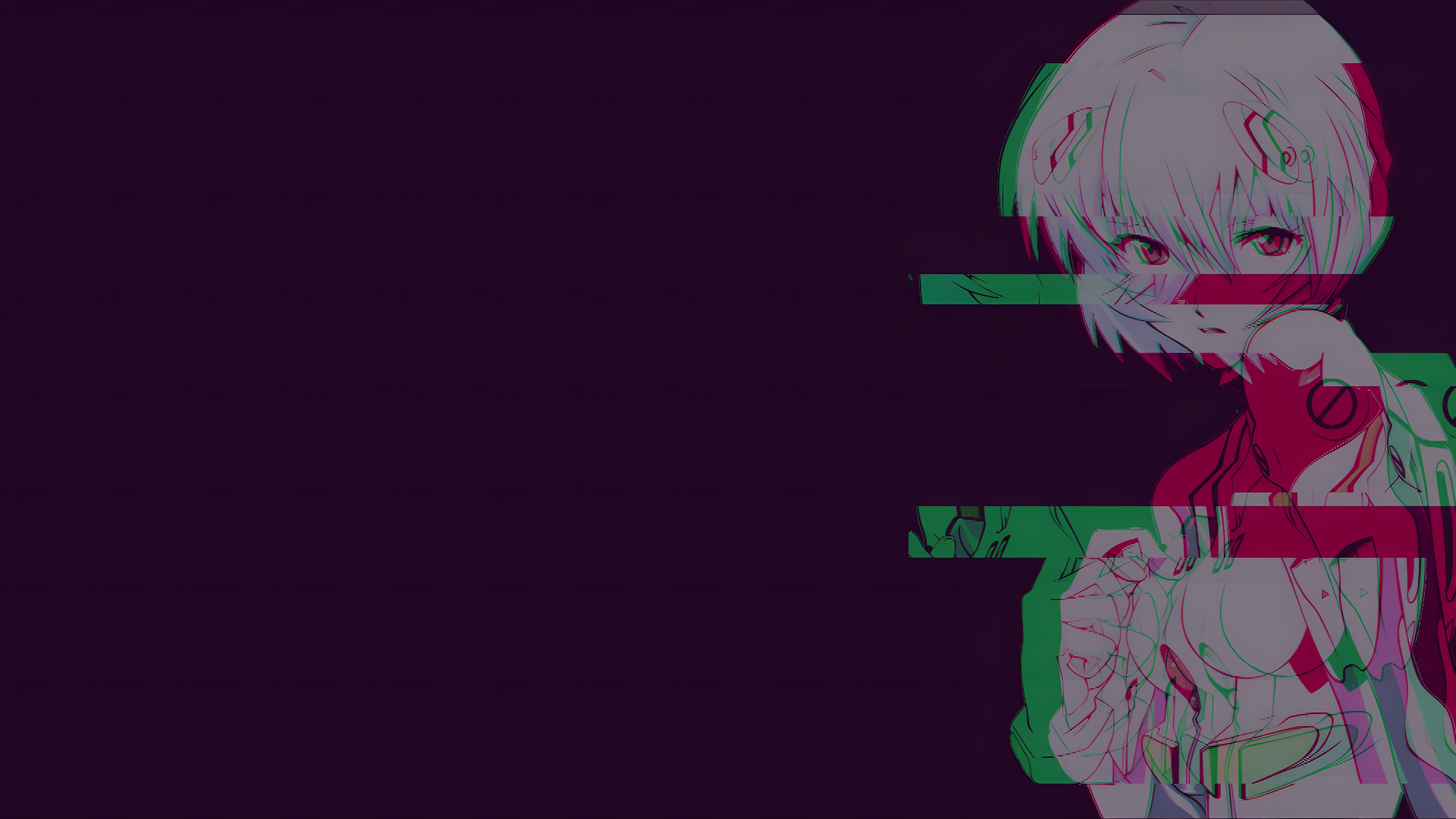 Rei Ayanami Glitch Effect 4K Wallpaper