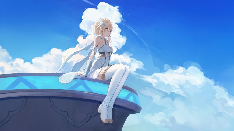 Genshin Impact Lumine Sky Clouds 4K Wallpaper