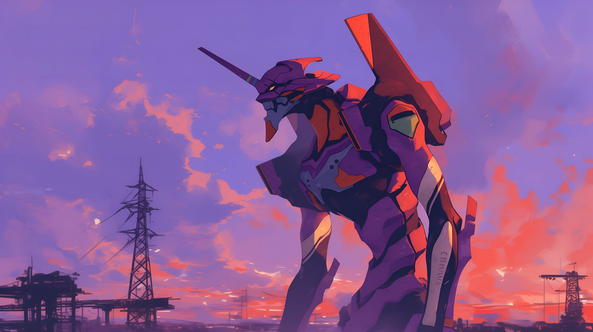 EVA 初号机日落壁纸 – 新世纪福音战士