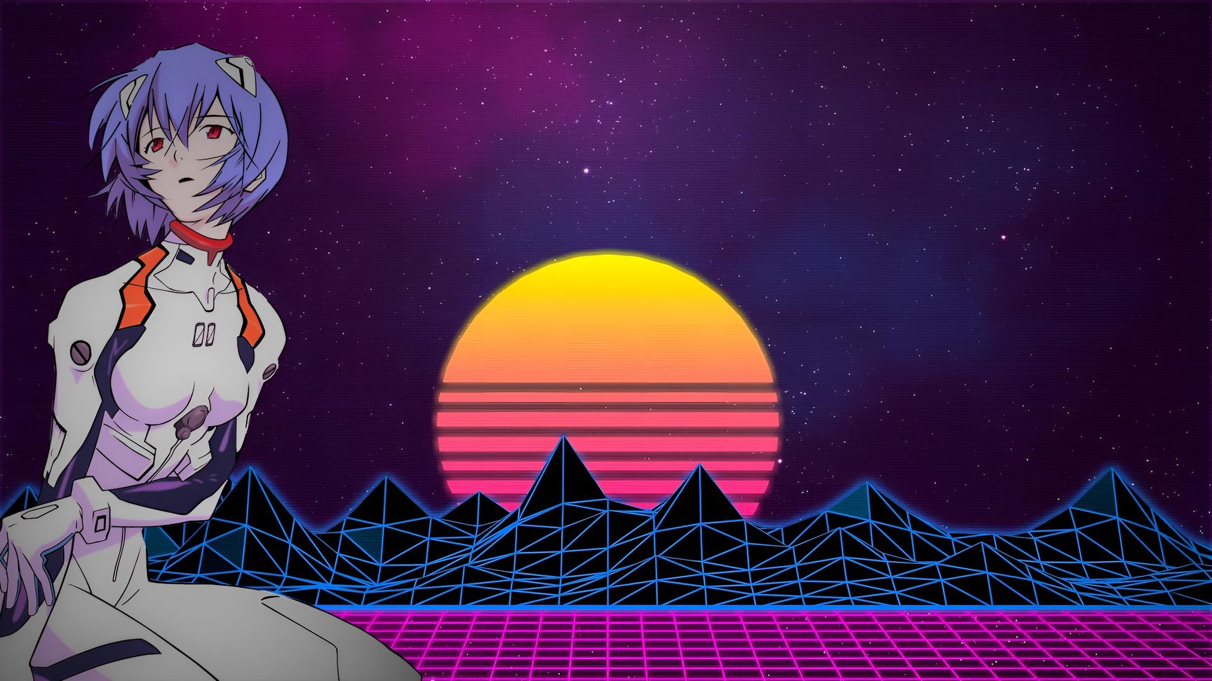 Rei Ayanami Synthwave Neon Genesis Evangelion Wallpaper