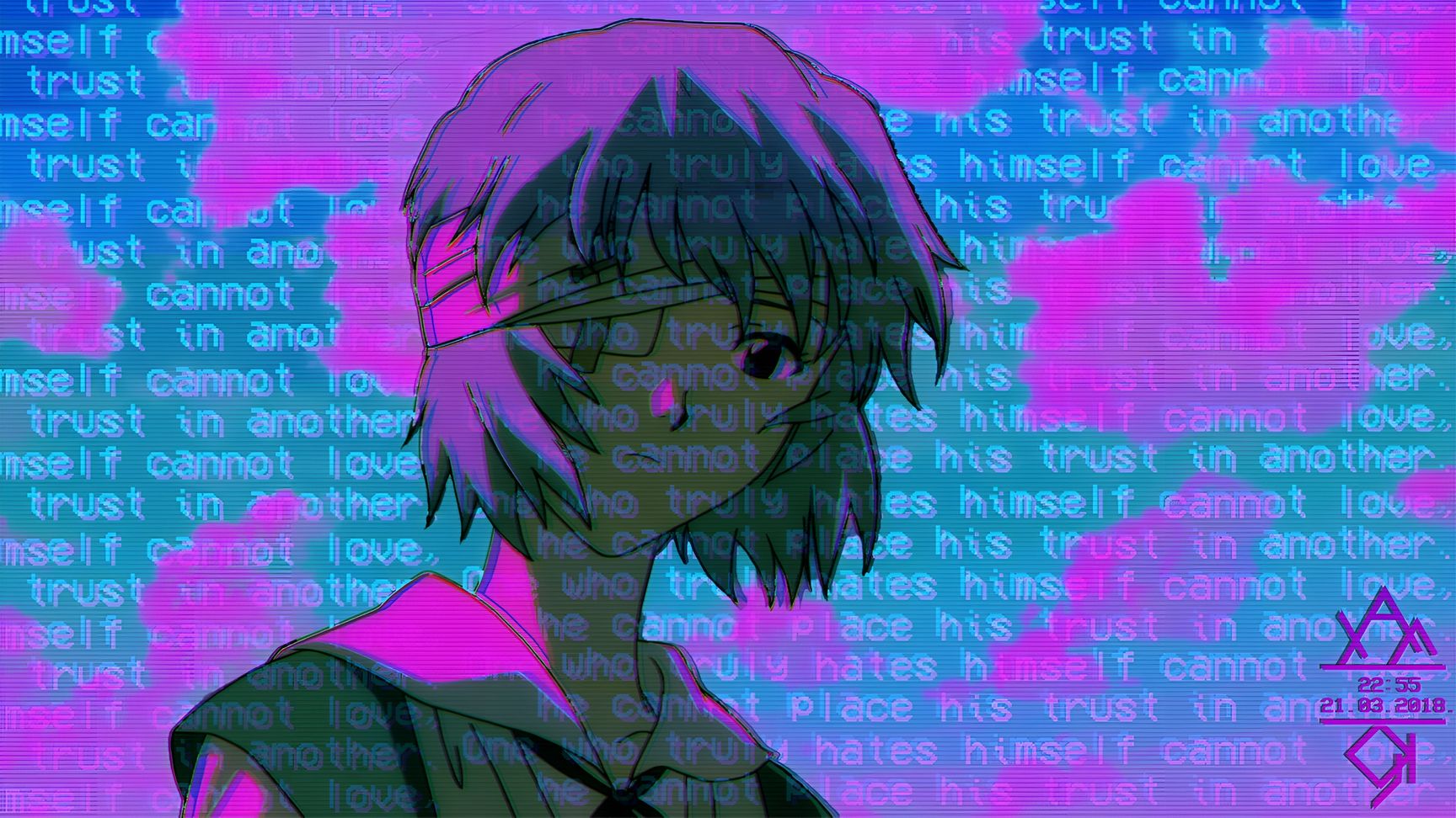 Sfondo Vaporwave di Rei Ayanami da Neon Genesis Evangelion