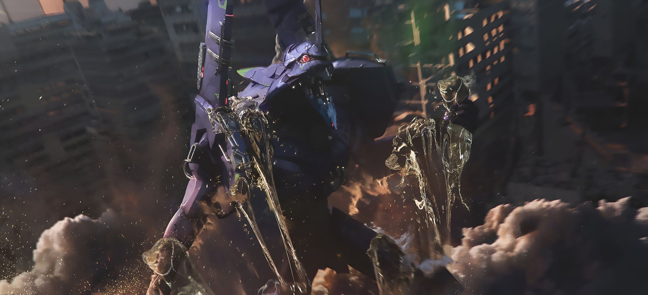 EVA Unit-01 in Ascesa – Sfondo 4K Neon Genesis Evangelion