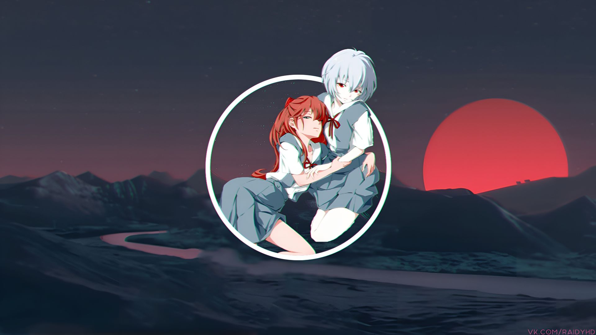 Rei & Asuka Neon Genesis Evangelion Sfondo 4K