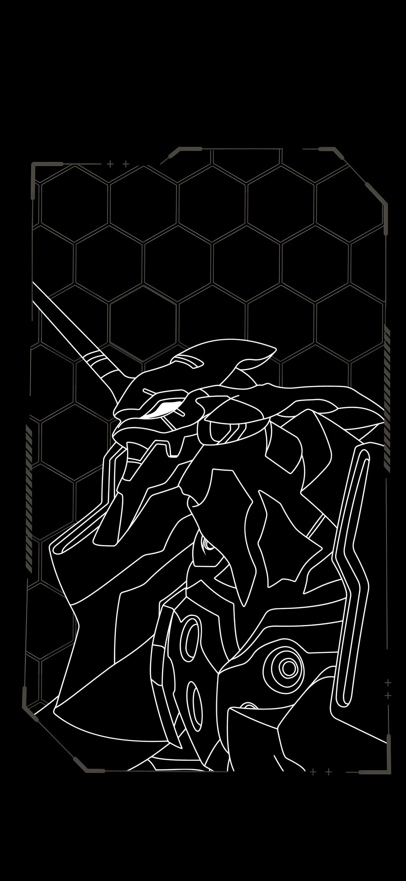 EVA-01 Minimalist Line Art Phone Wallpaper