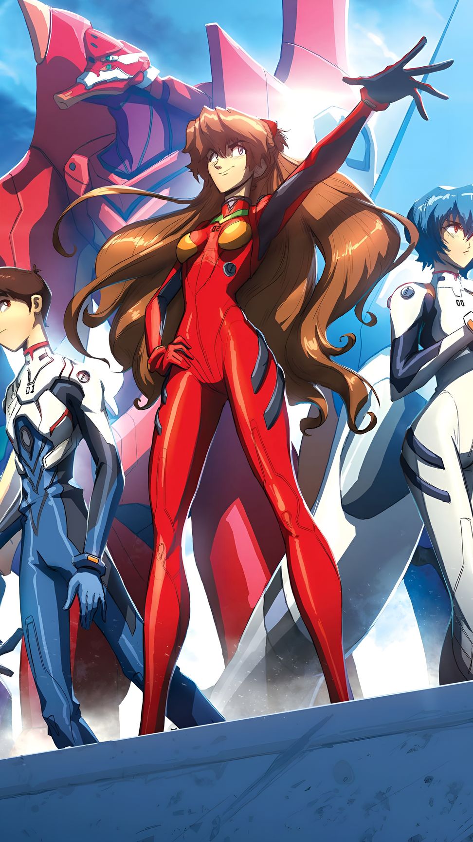 Neon Genesis Evangelion Pilots 4K Phone Wallpaper