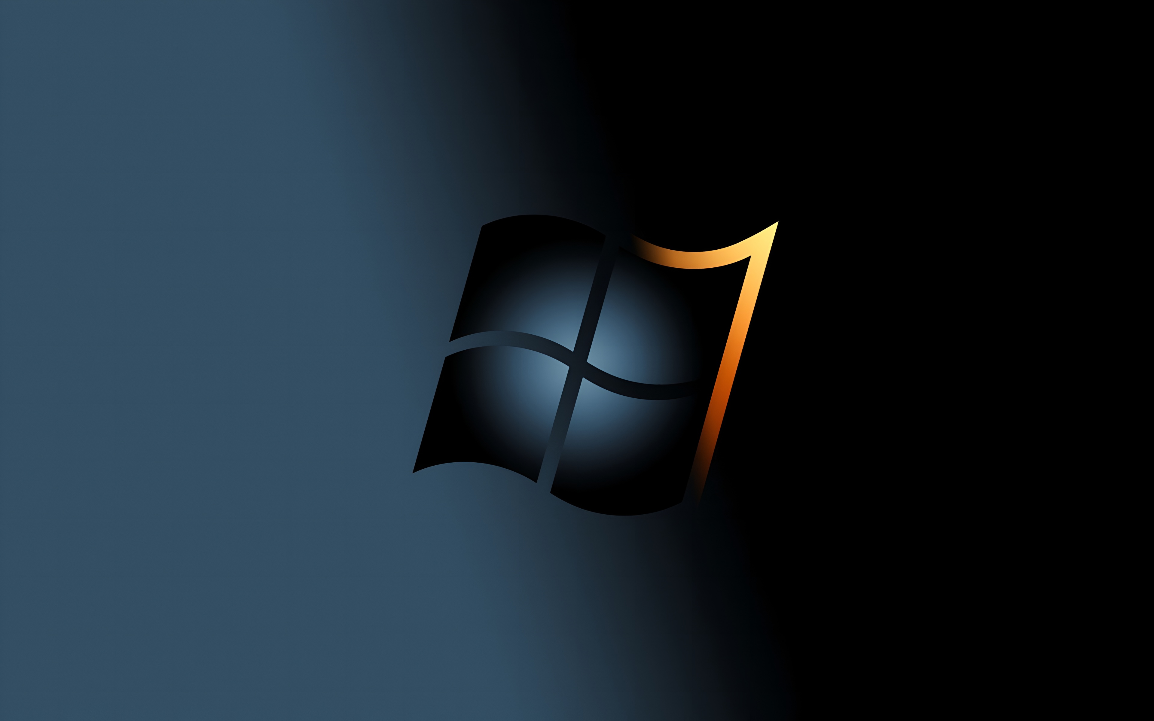 Windows 7 Dark Orange Logo 4K Wallpaper