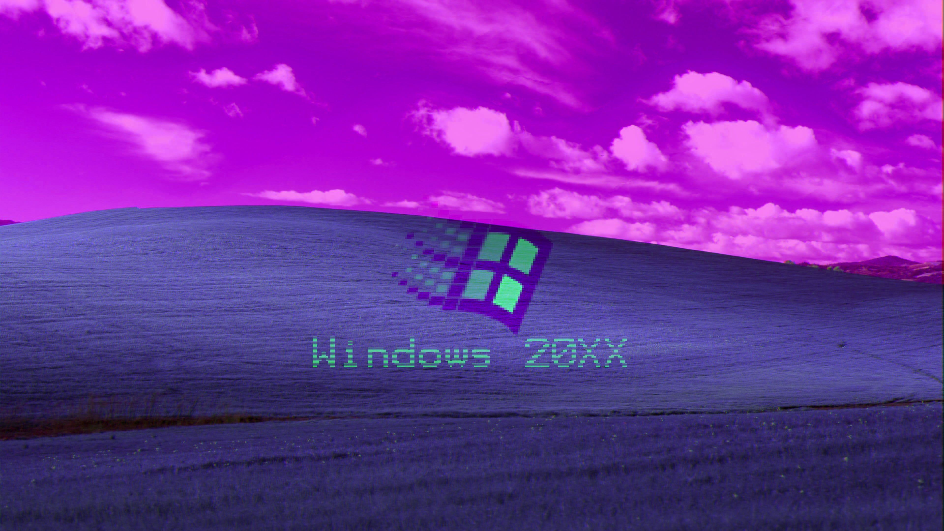 Windows XP Vaporwave Bliss Wallpaper 4K