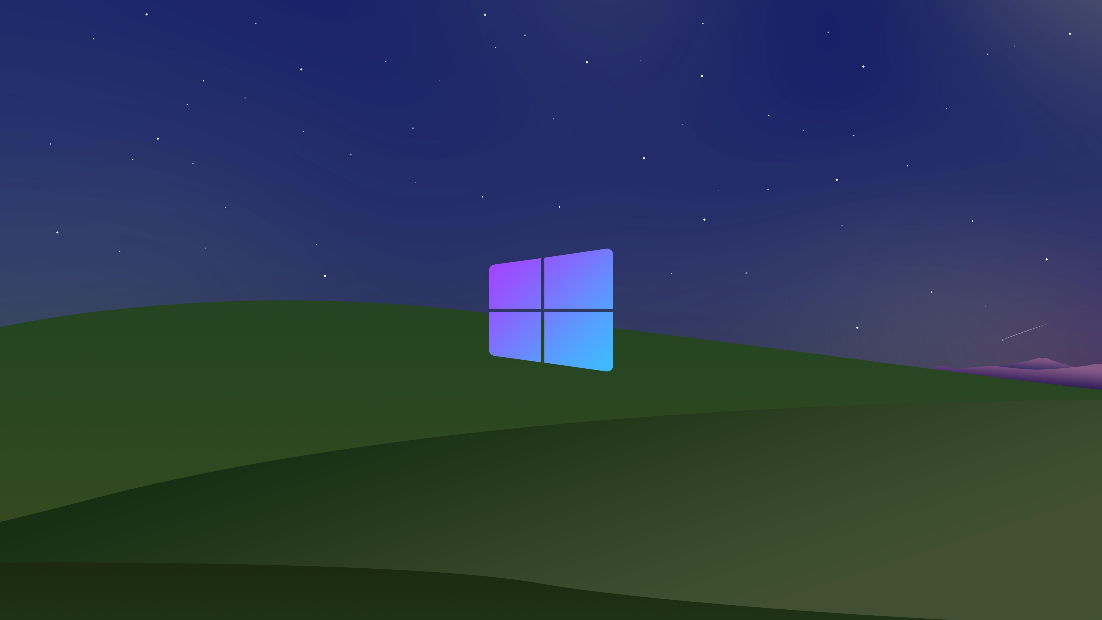 Windows XP Night Minimalist 4K Wallpaper