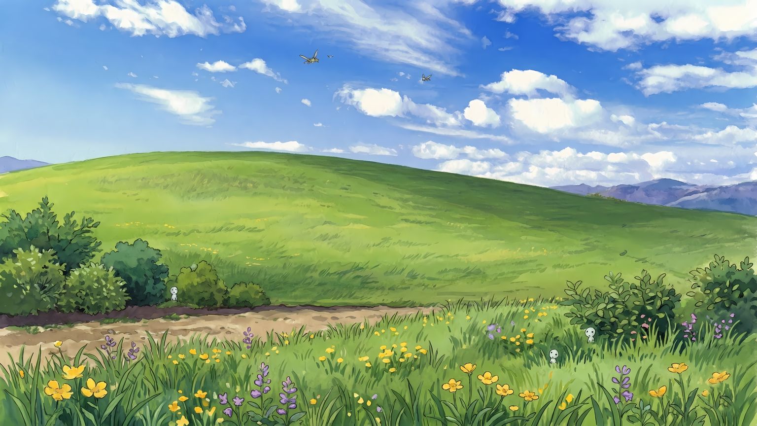 Windows XP Bliss Remake Studio Ghibli Wallpaper