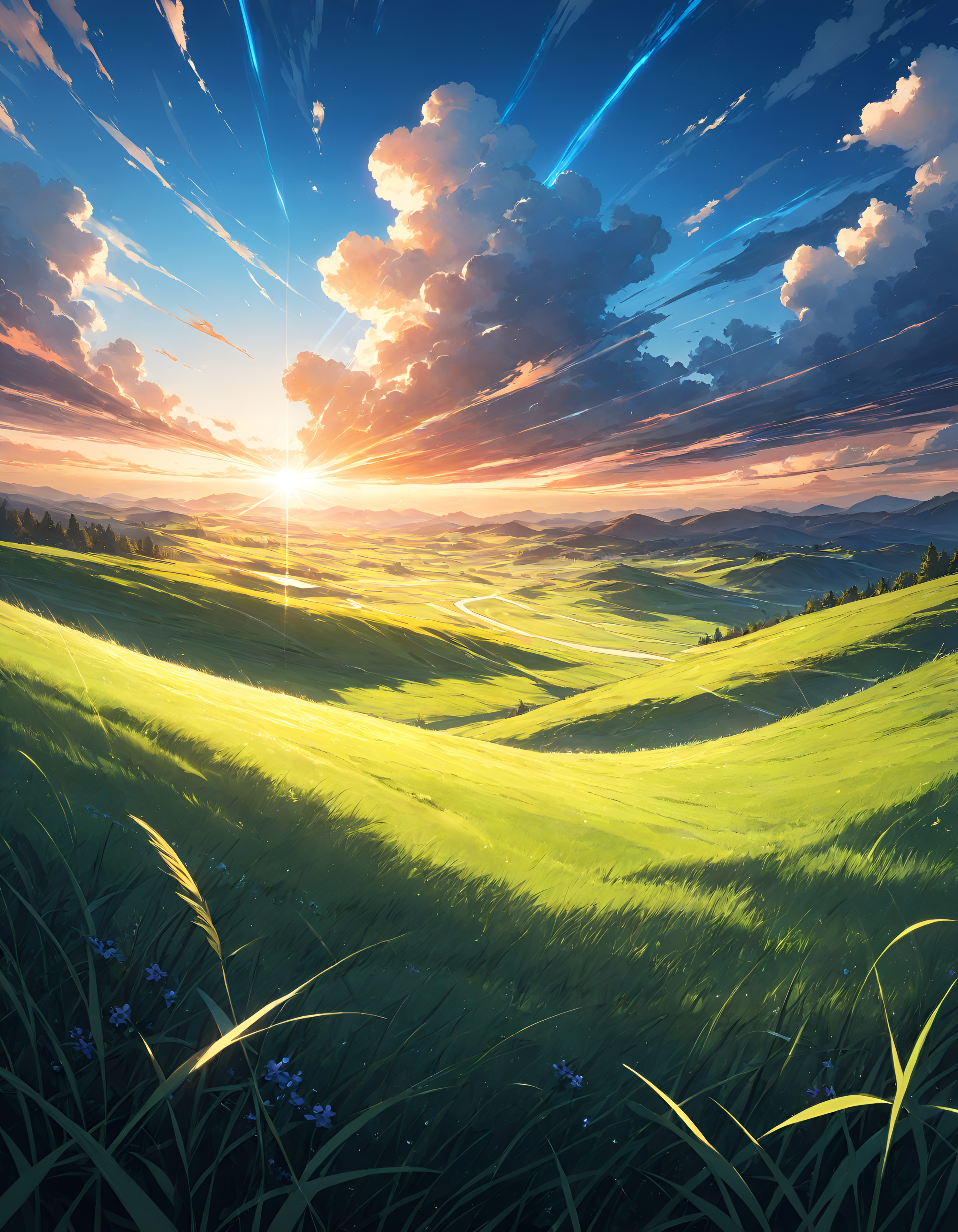 Paisaje de Valle al Atardecer de Anime