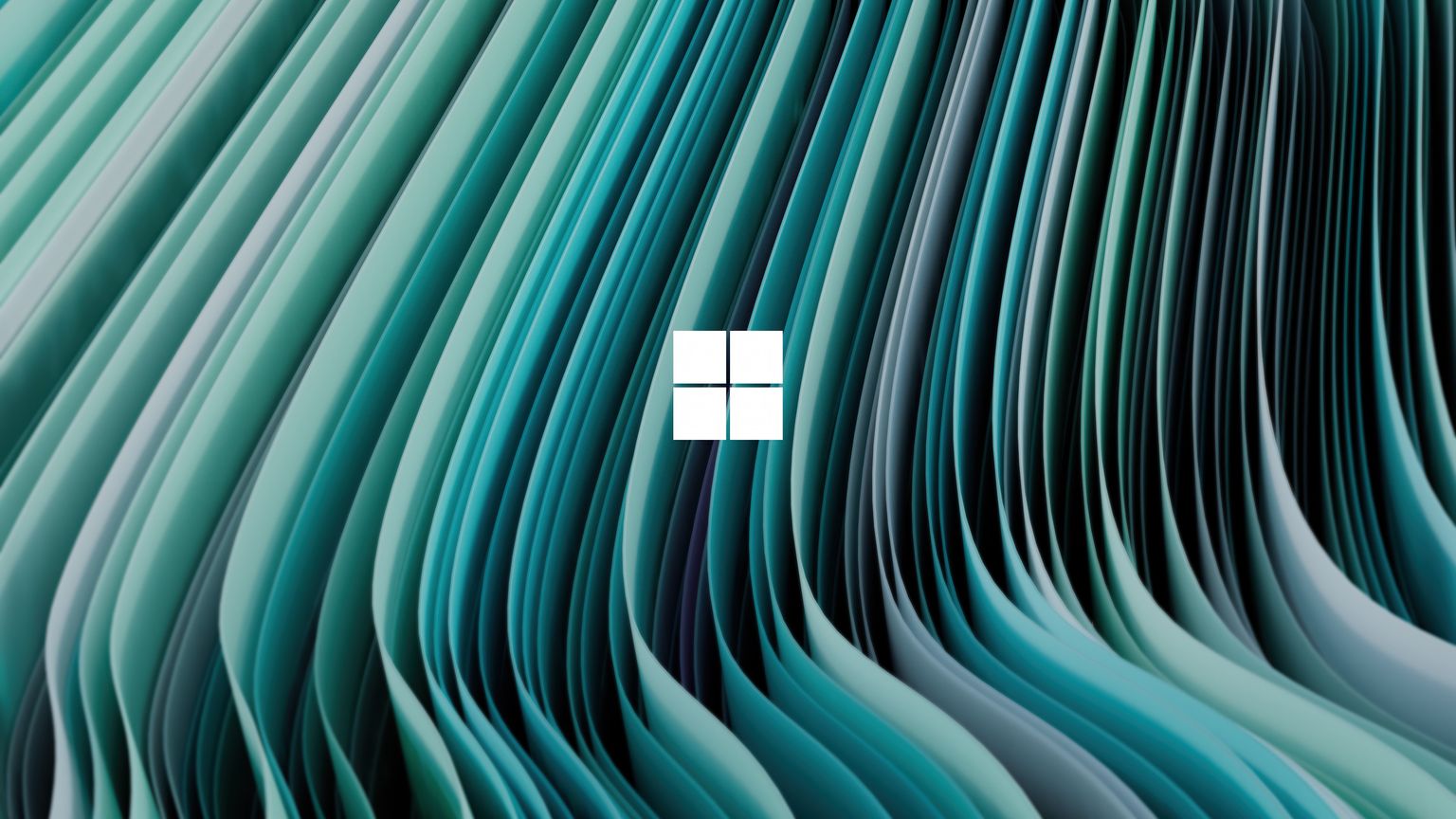 Windows 11 青色波浪折叠 4K 壁纸