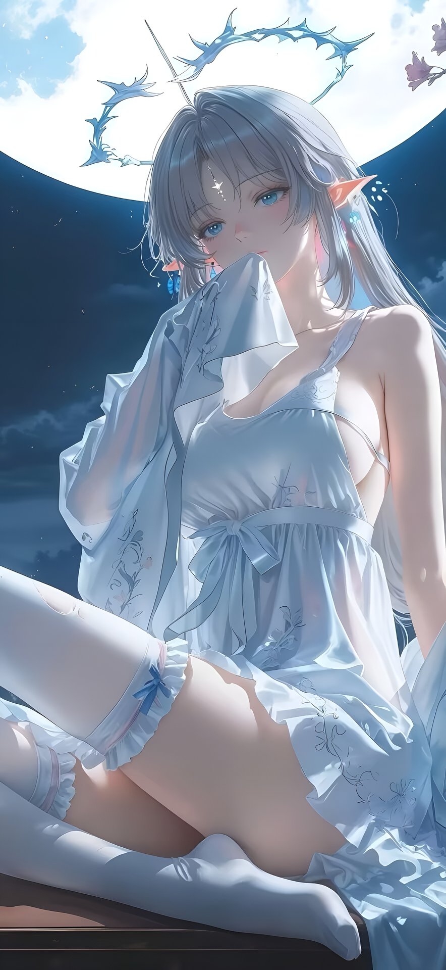 Moonlit Elf Anime Girl Wallpaper 4K