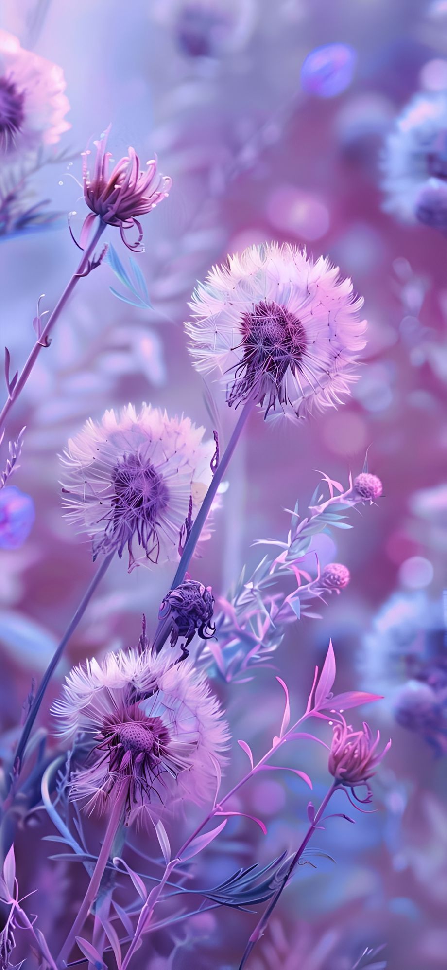 Mandhari ya Dandelion ya Zambarau ya Fantasy