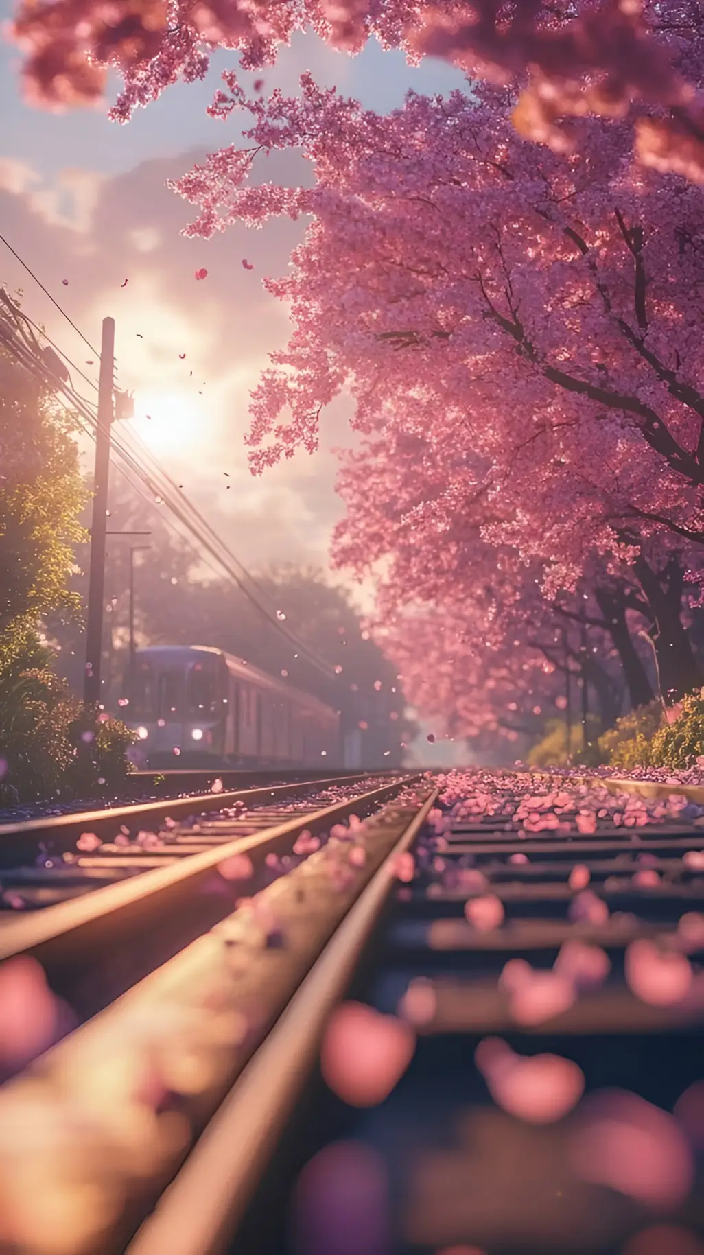 Anime Cherry Blossom Reli ya Karatasi ya Ukuta