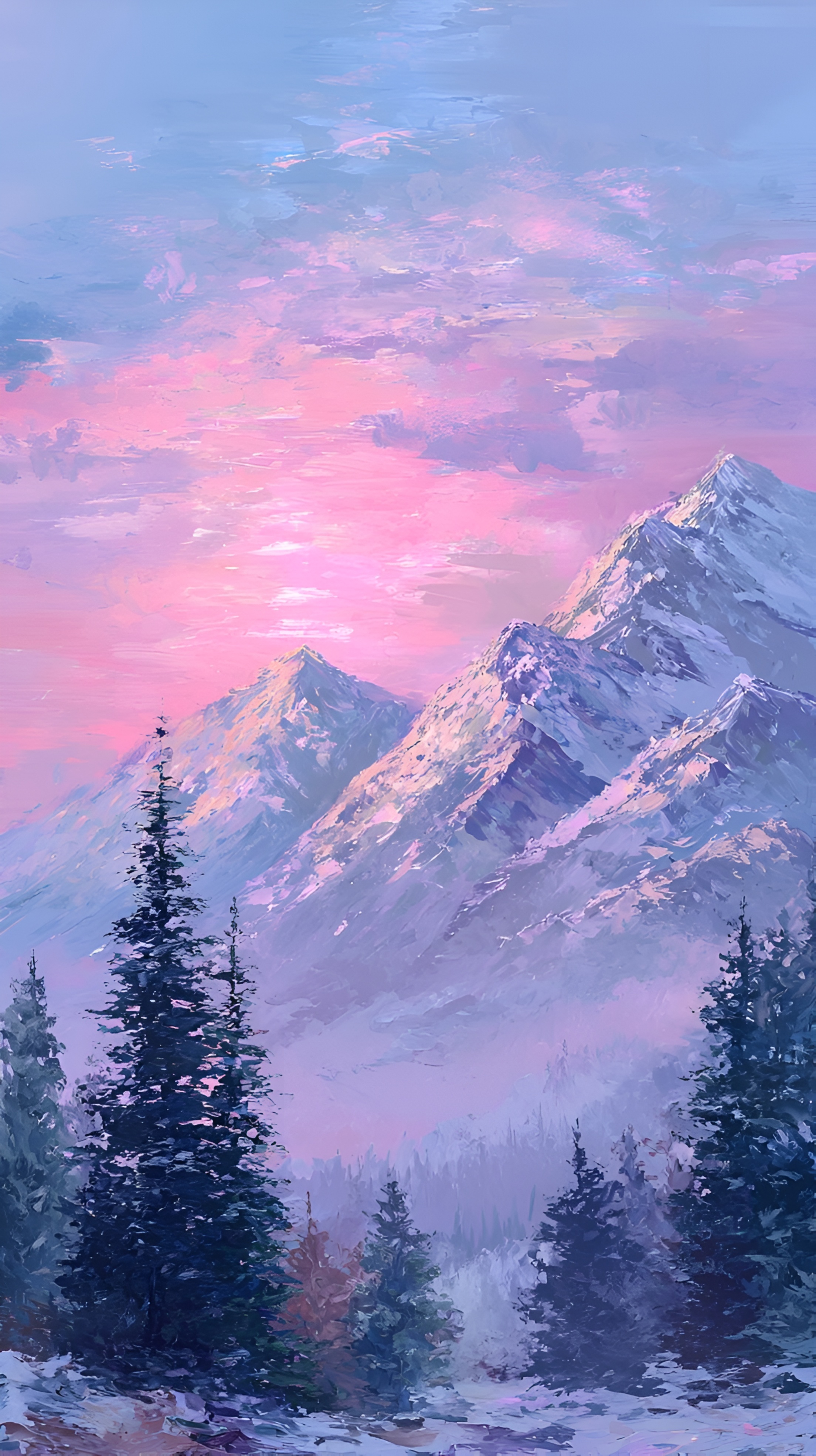Pastel Sunset Mountain Wallpaper