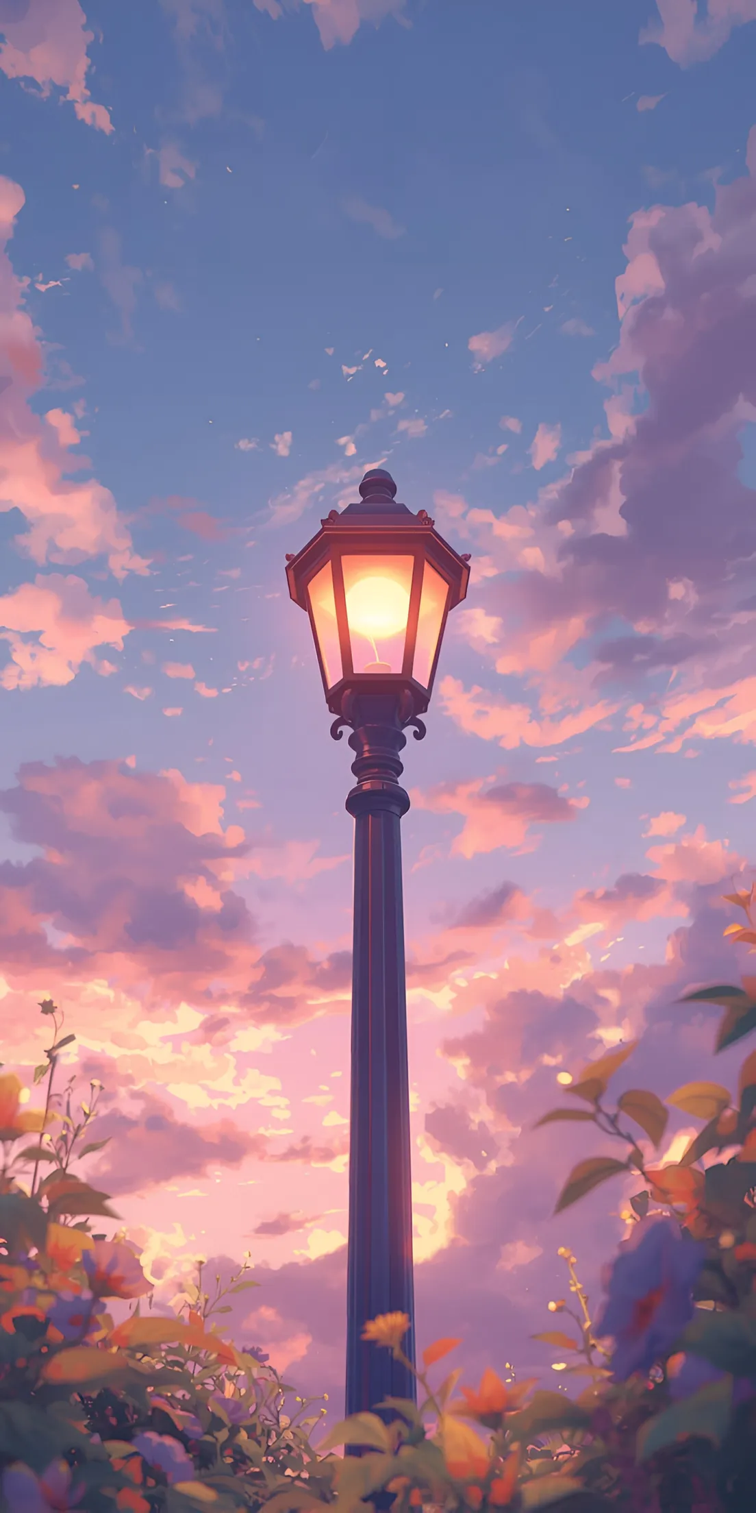 Anime Twilight Street Lamp Wallpaper