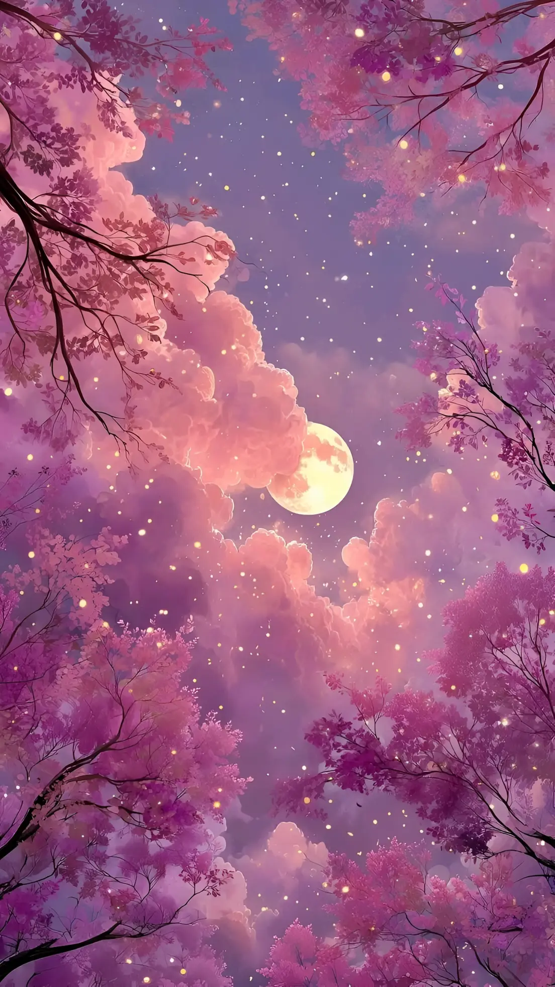 Anime Cherry Blossom Moon Night Wallpaper
