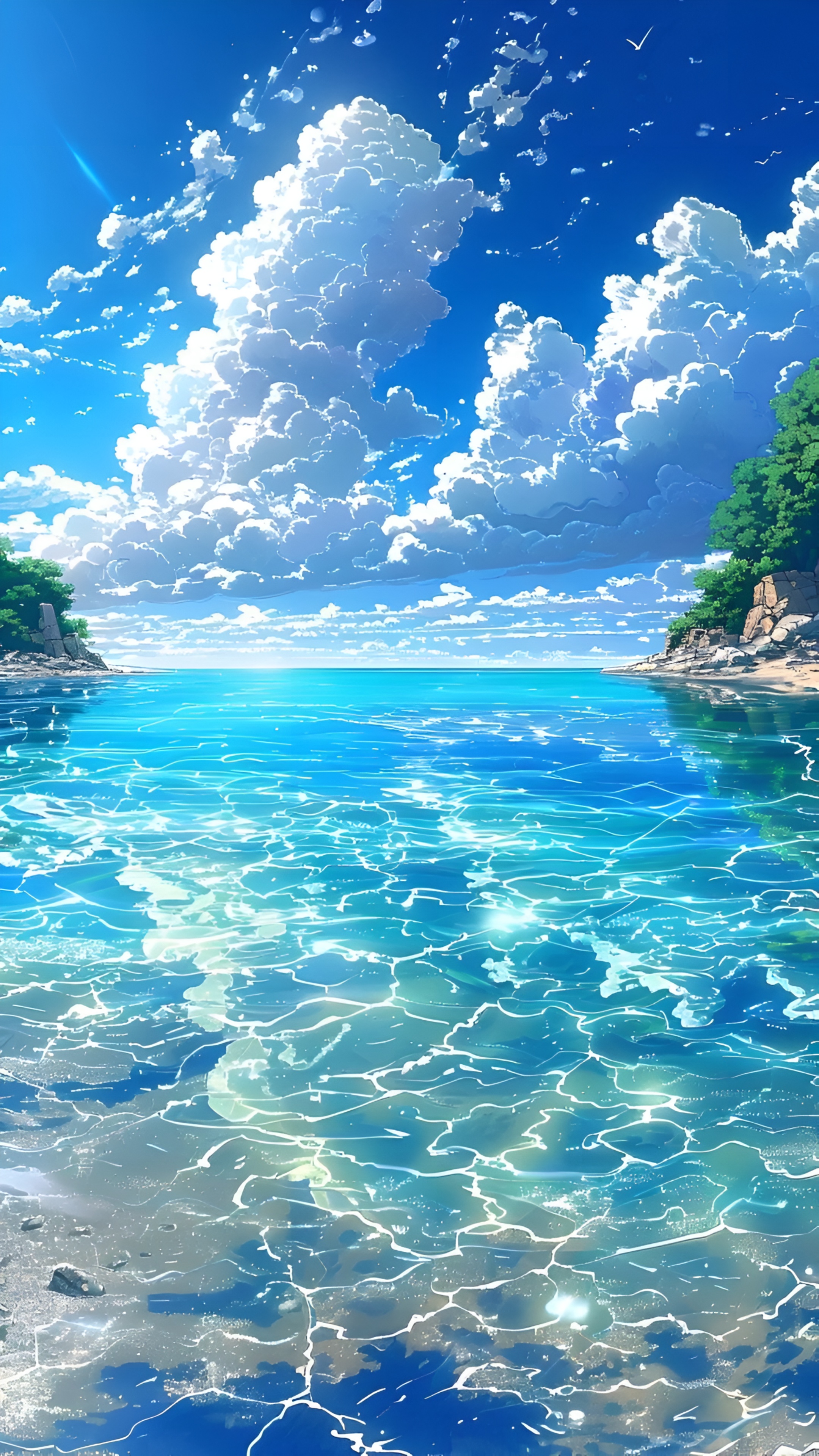 Anime Ocean Paradise Wallpaper – Crystal Clear Waters