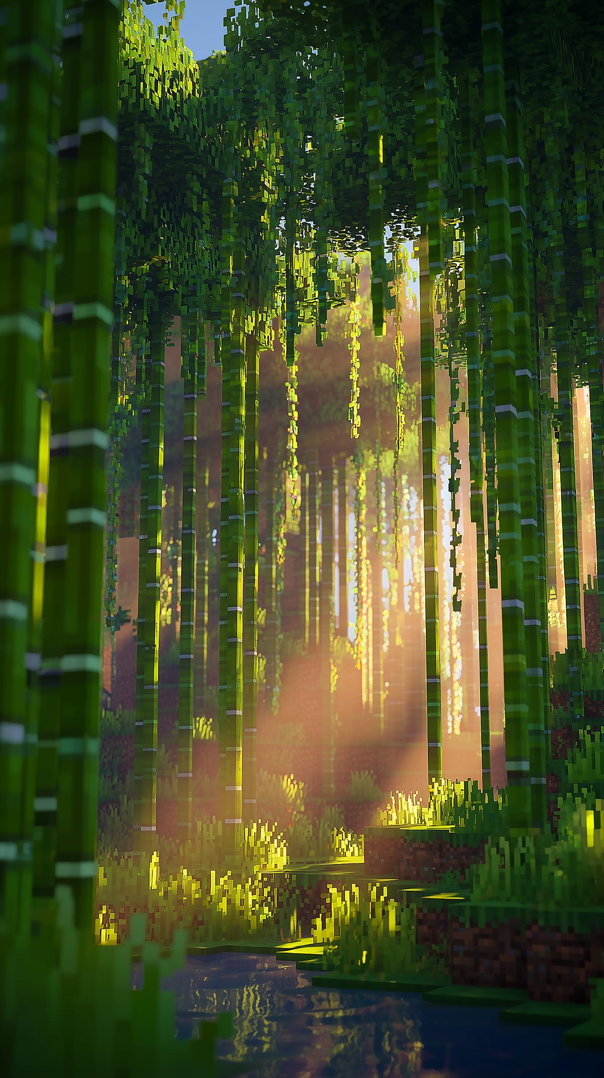 Minecraft 4K Wallpaper - Kanopi Hutan Bersinar