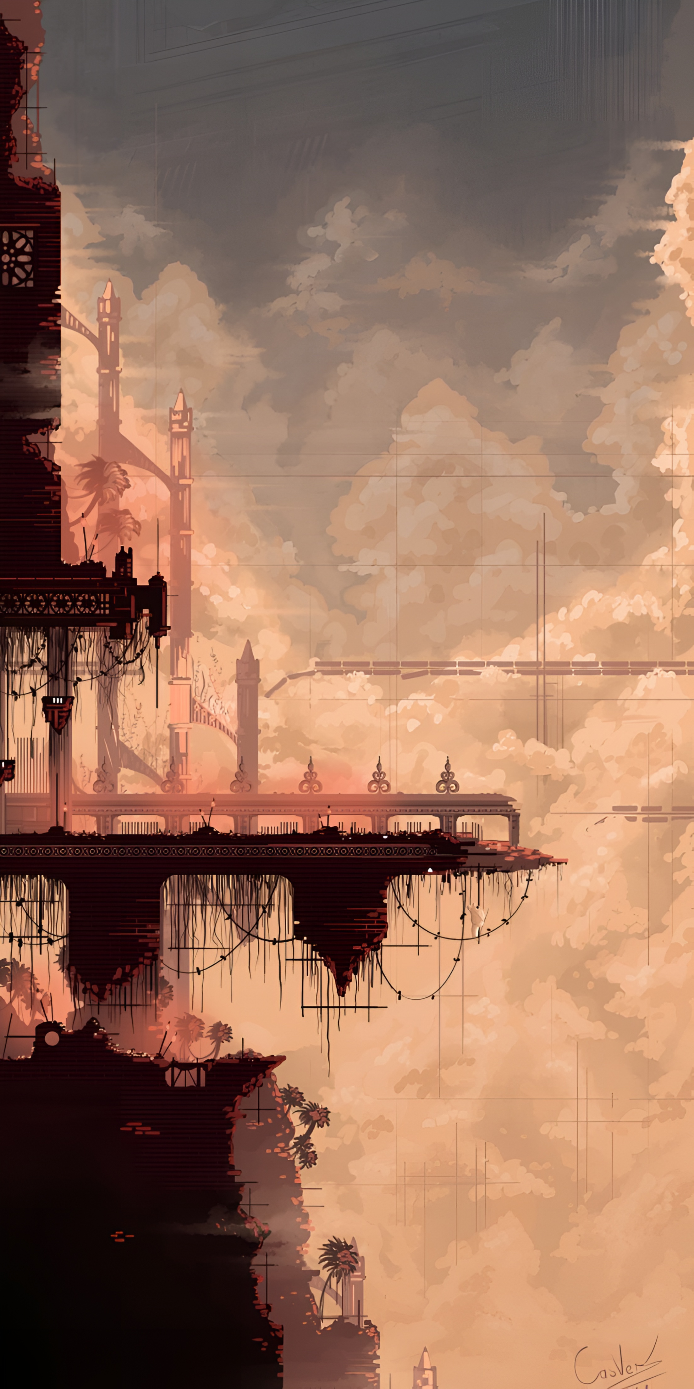Floating Sky City Wallpaper – Steampunk Fantasy 4K Art