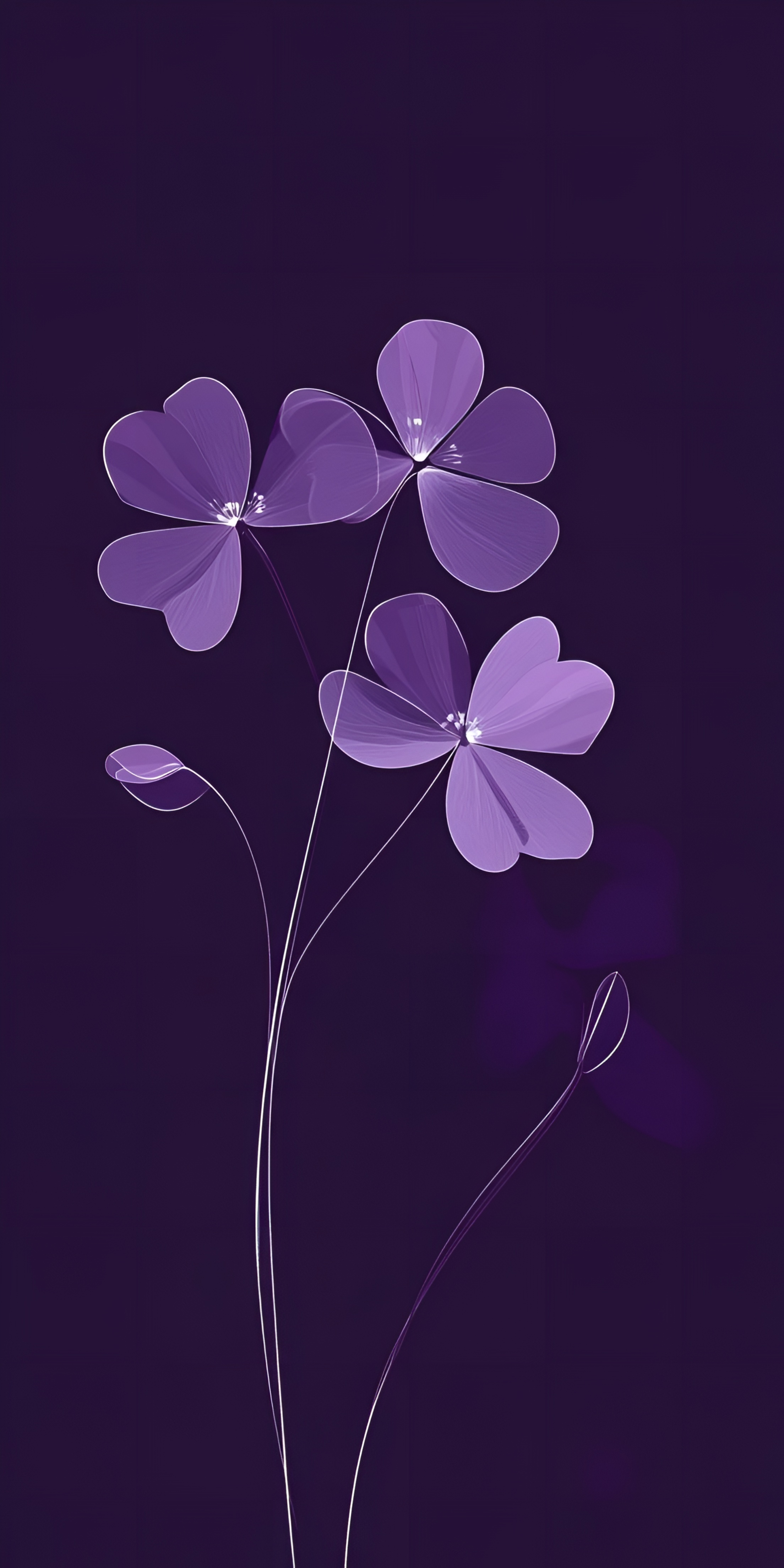 Purple Clover Flowers Minimalist Wallpaper