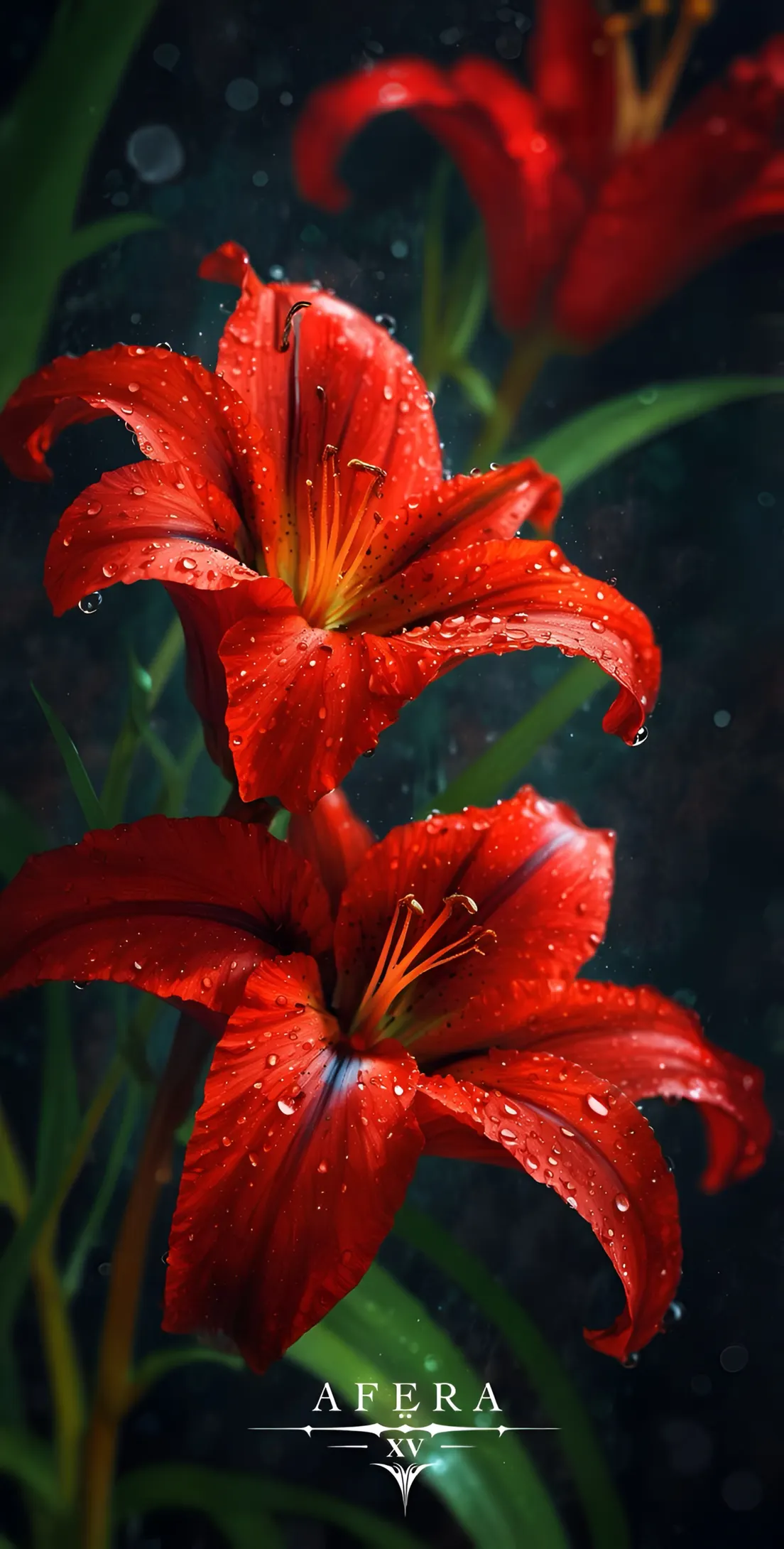 Tapet Crin Roșu Aprins – Artă Florală 4K Înaltă Rezoluție