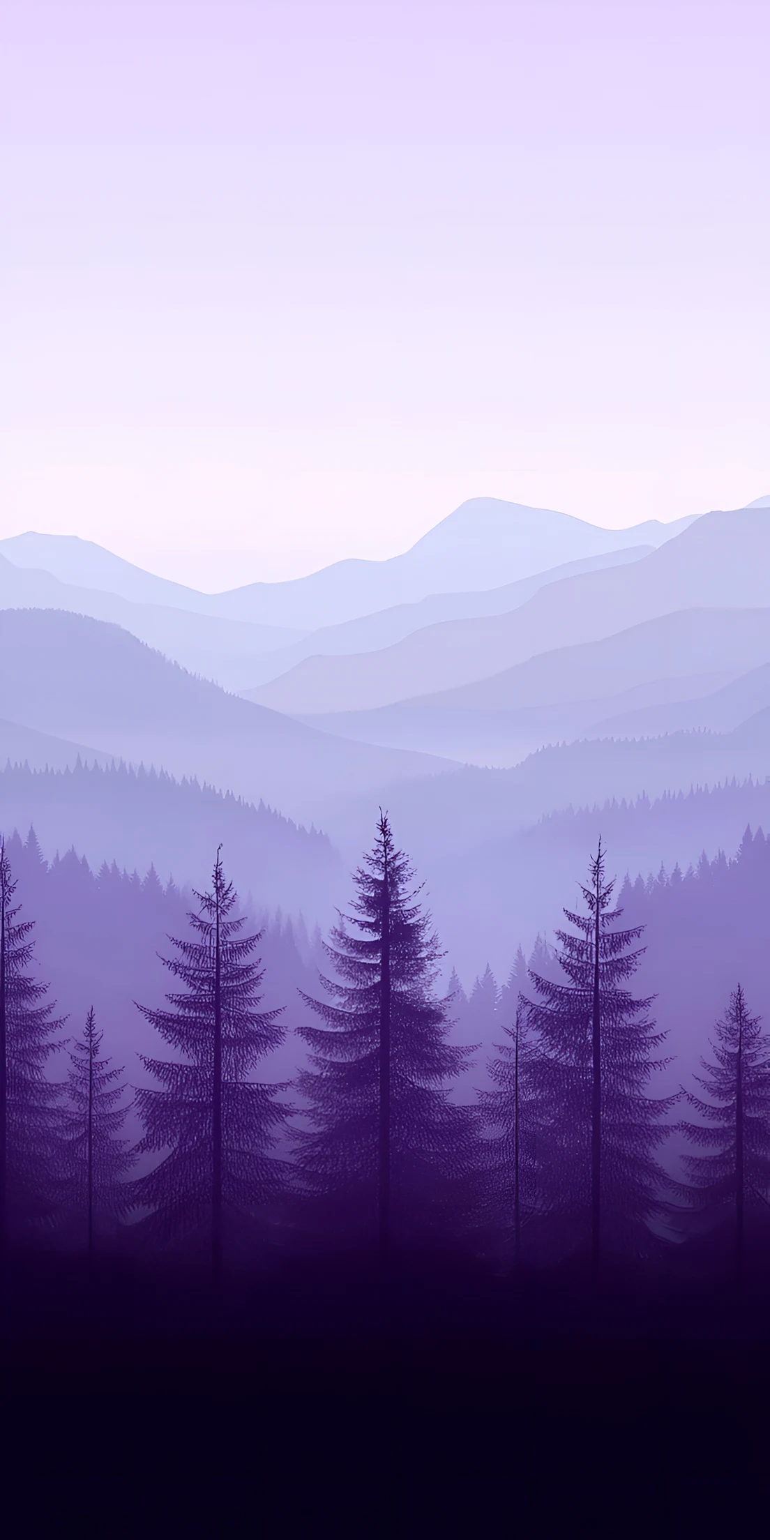 Tapet cu Munte în Pădure Violet Cețoasă