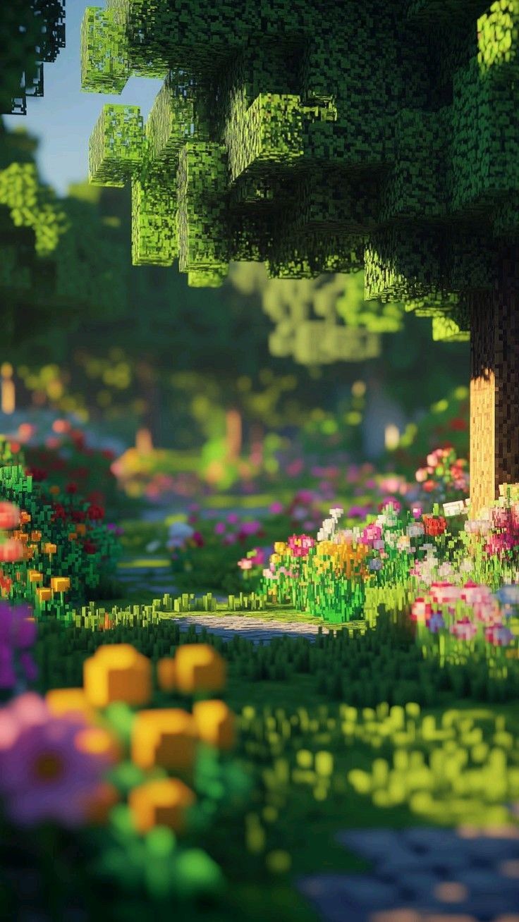 Minecraft 4K Wallpaper - Enchanted Forest Garden