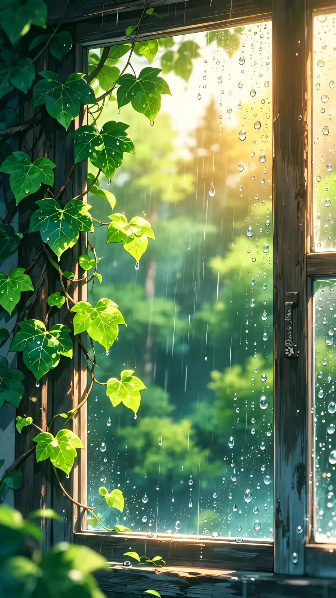 Wallpaper Anime Jendela Hujan Ivy 4K