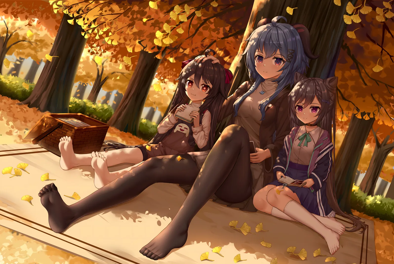 Genshin Impact Autumn Park Anime Wallpaper