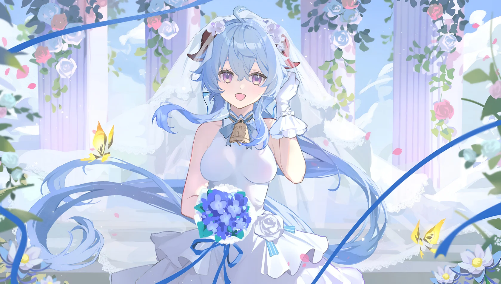 Ganyu Wedding Dress Wallpaper – Genshin Impact 4K