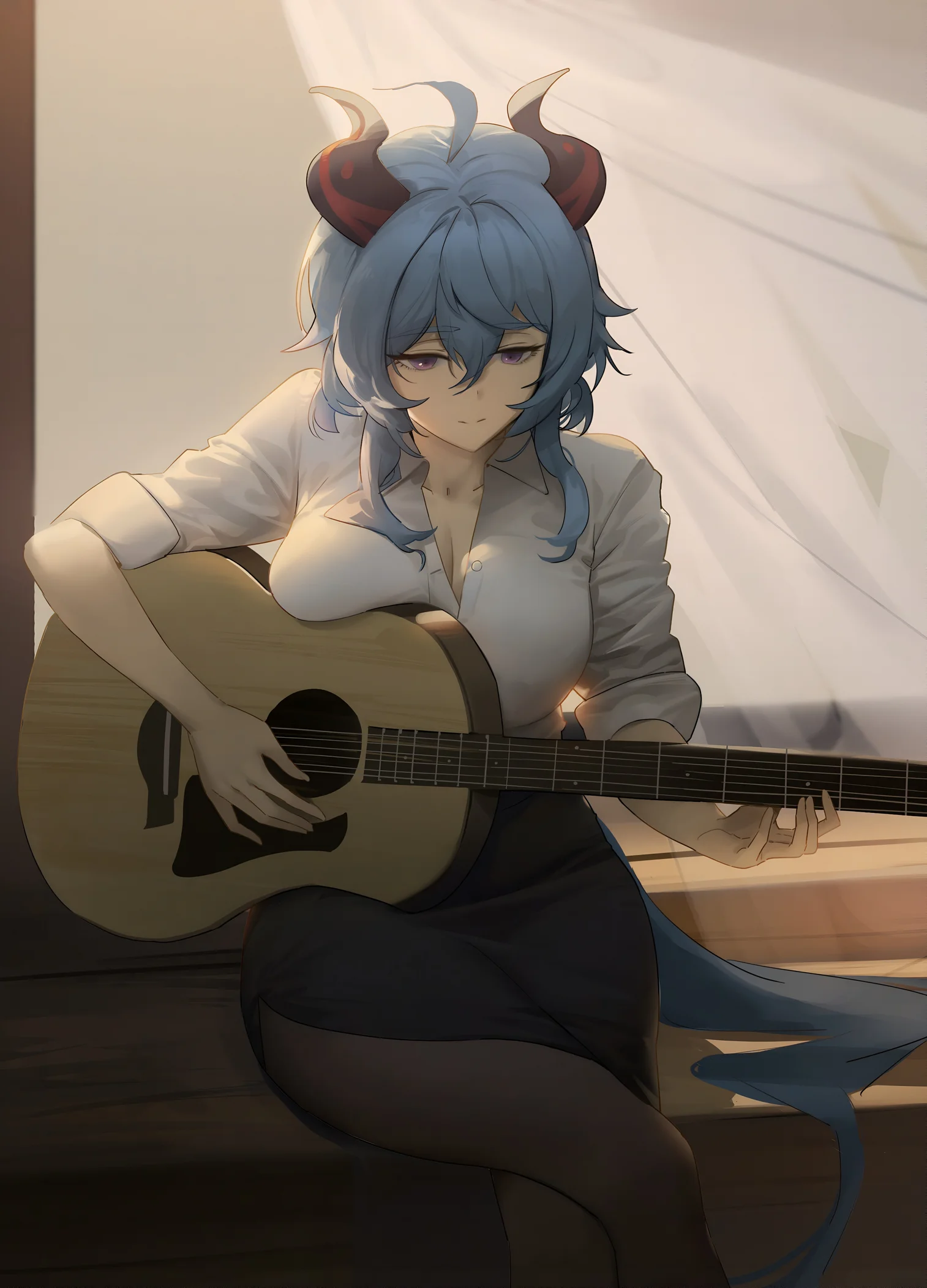 Ganyu Acoustic Guitar Wallpaper Genshin Impact 4K