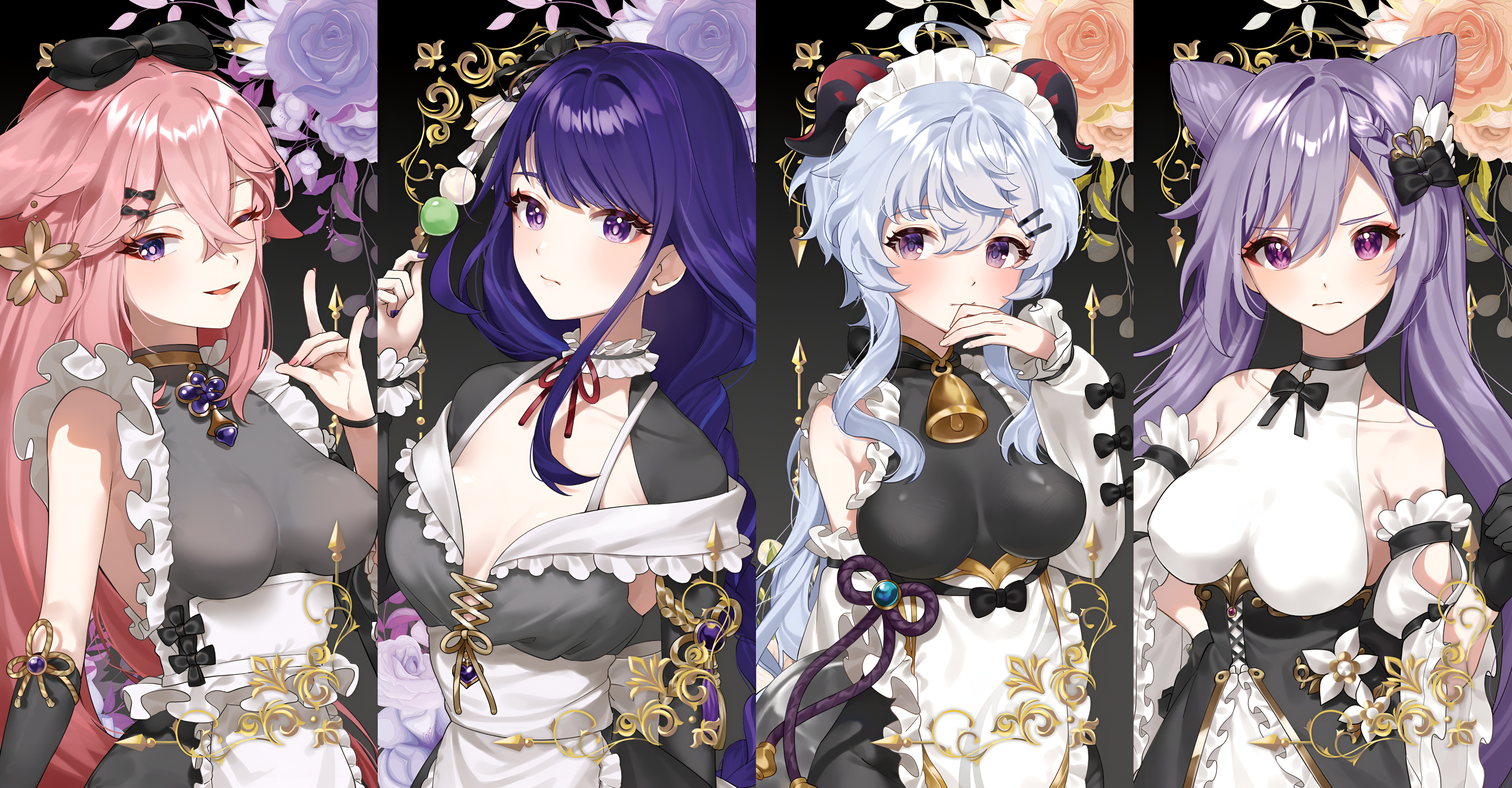Genshin Impact Maid Wallpaper – Yae Miko, Raiden Shogun, Ganyu & Keqing 4K