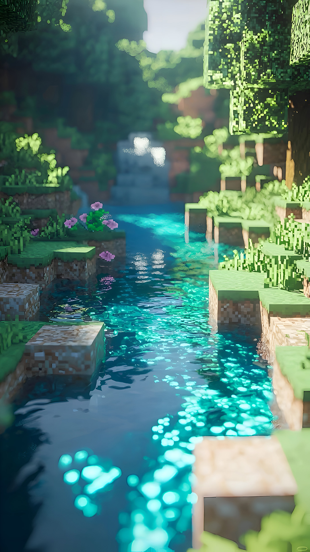 Minecraft 4K Wallpaper - Sungai Hutan Terpesona