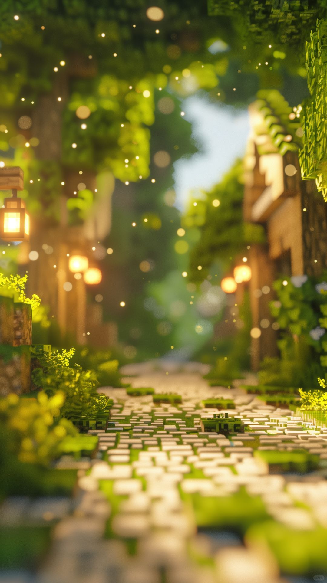 Minecraft 4K Wallpaper - Mahiwagang Daanan ng Nayon