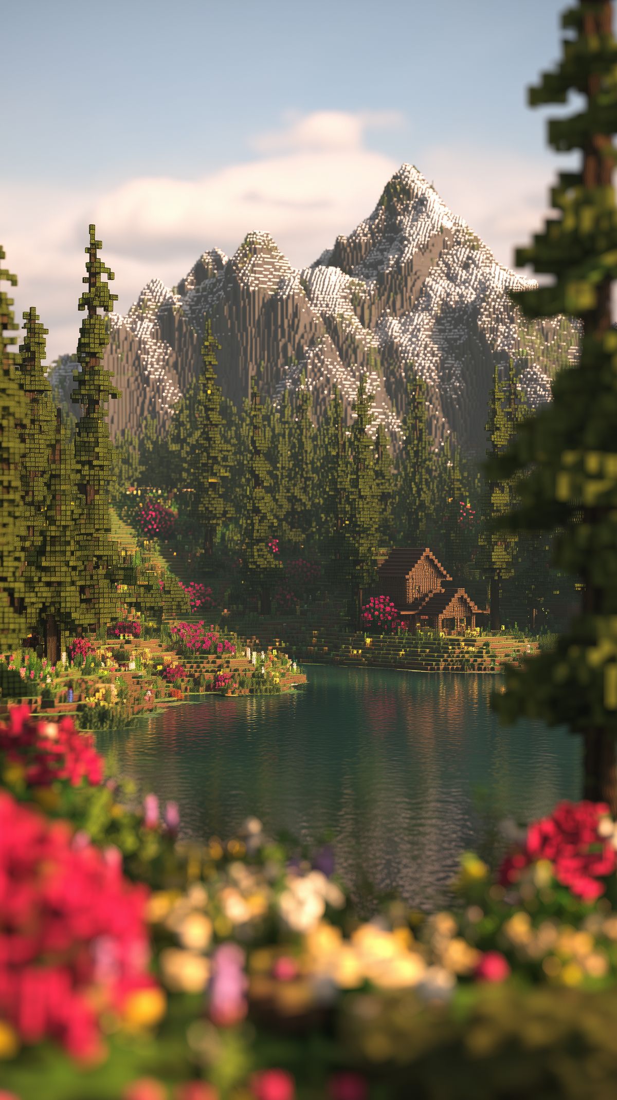 Minecraft 4K Wallpaper - Παράδεισος Ορεινής Λίμνης