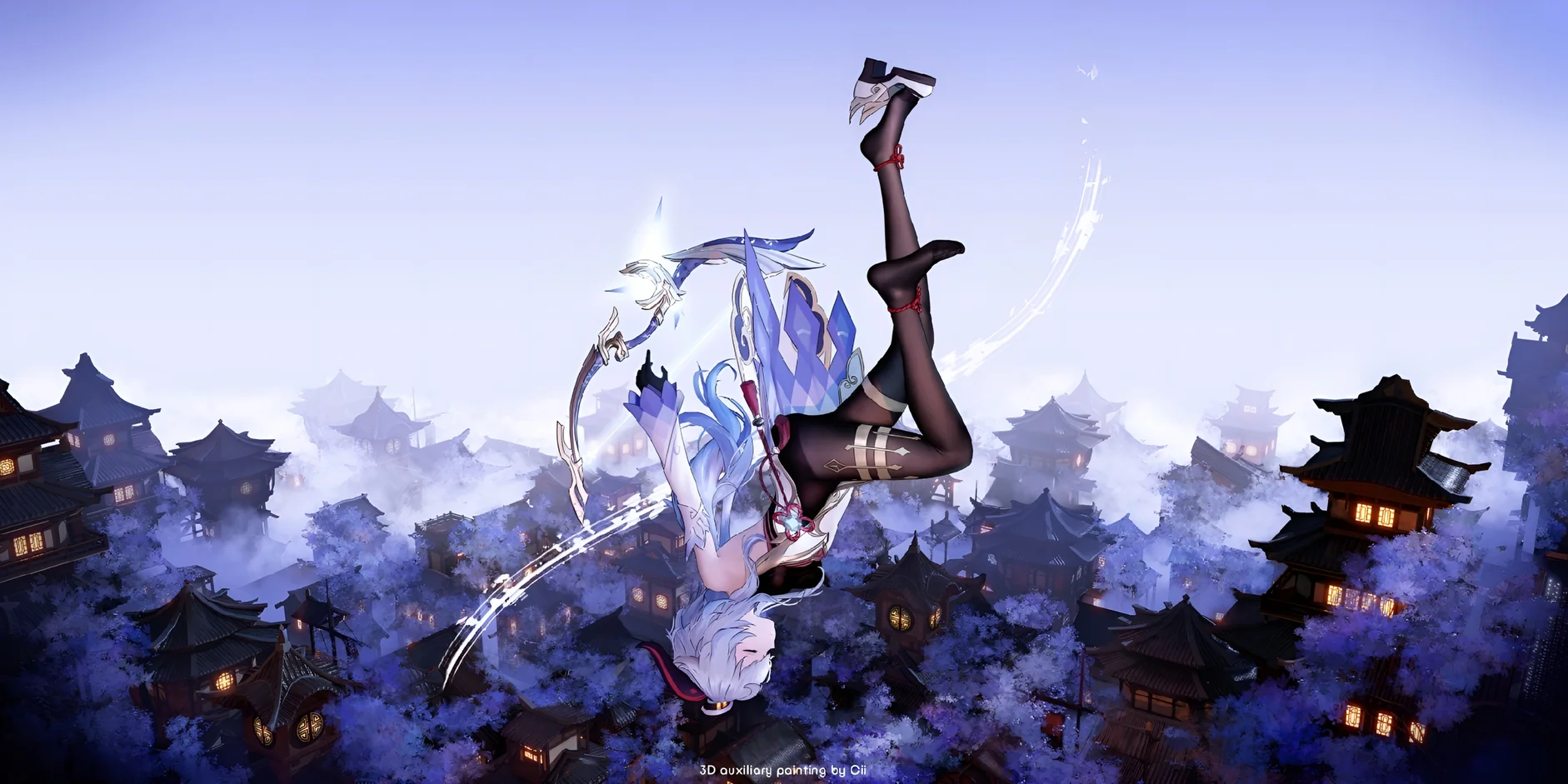 Ganyu Genshin Impact 4K Wallpaper Aerial View
