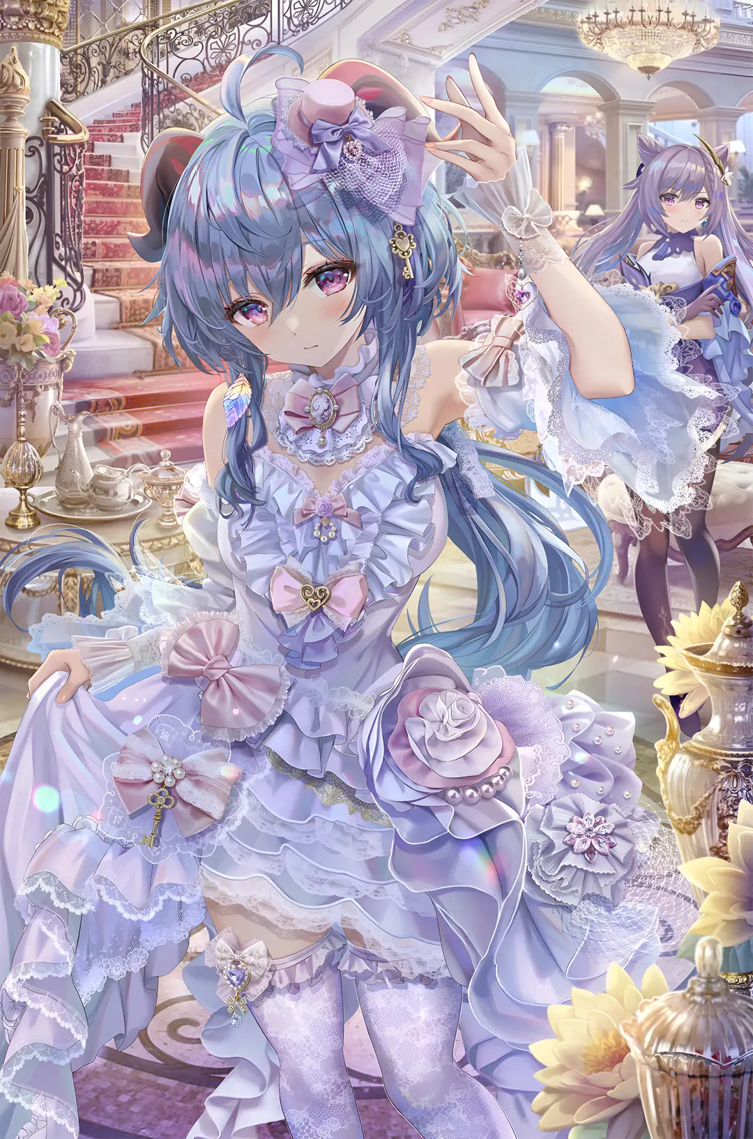Ganyu & Keqing Elegant Lolita Wallpaper