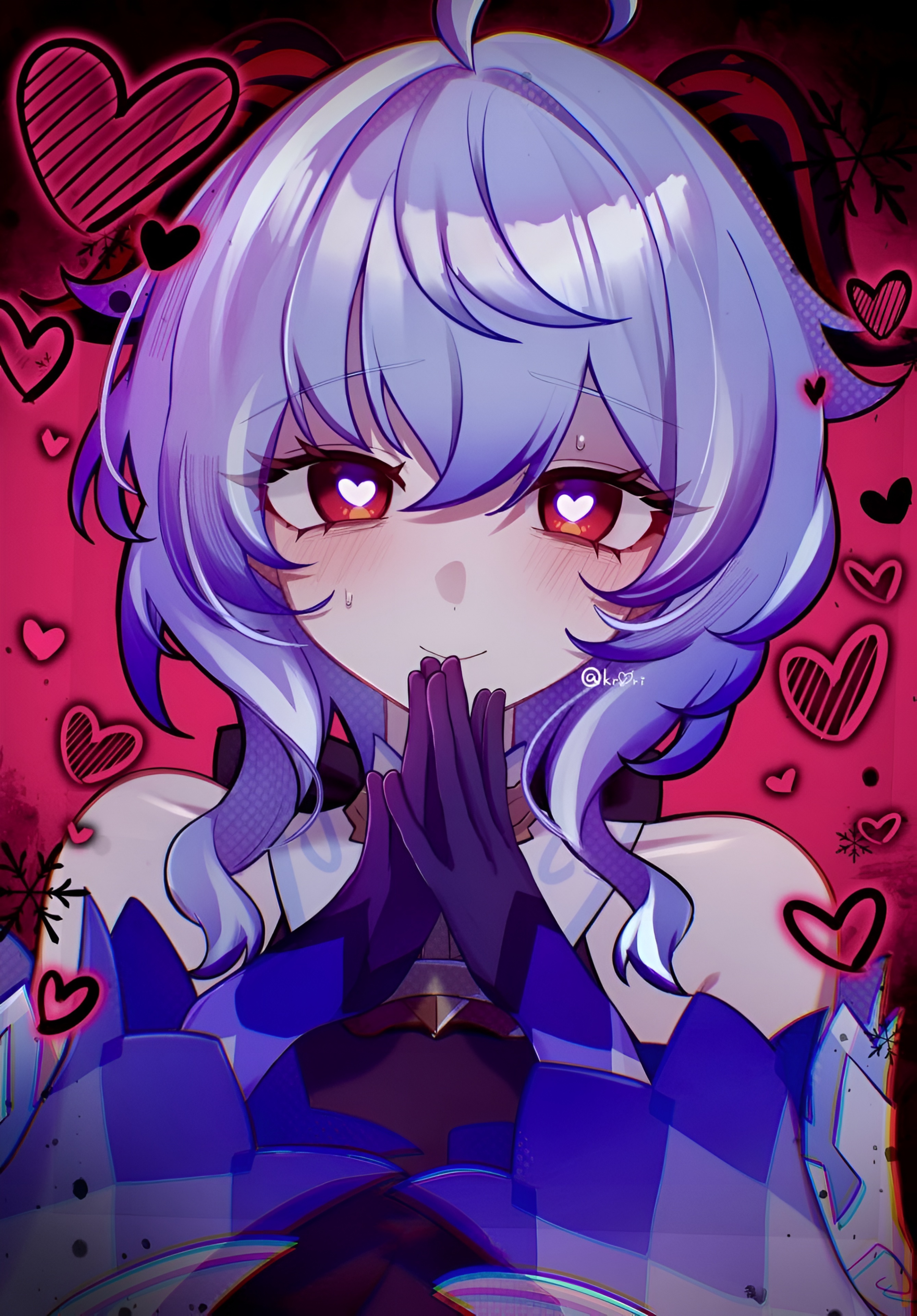 Ganyu Genshin Impact Yandere Heart Eyes Wallpaper