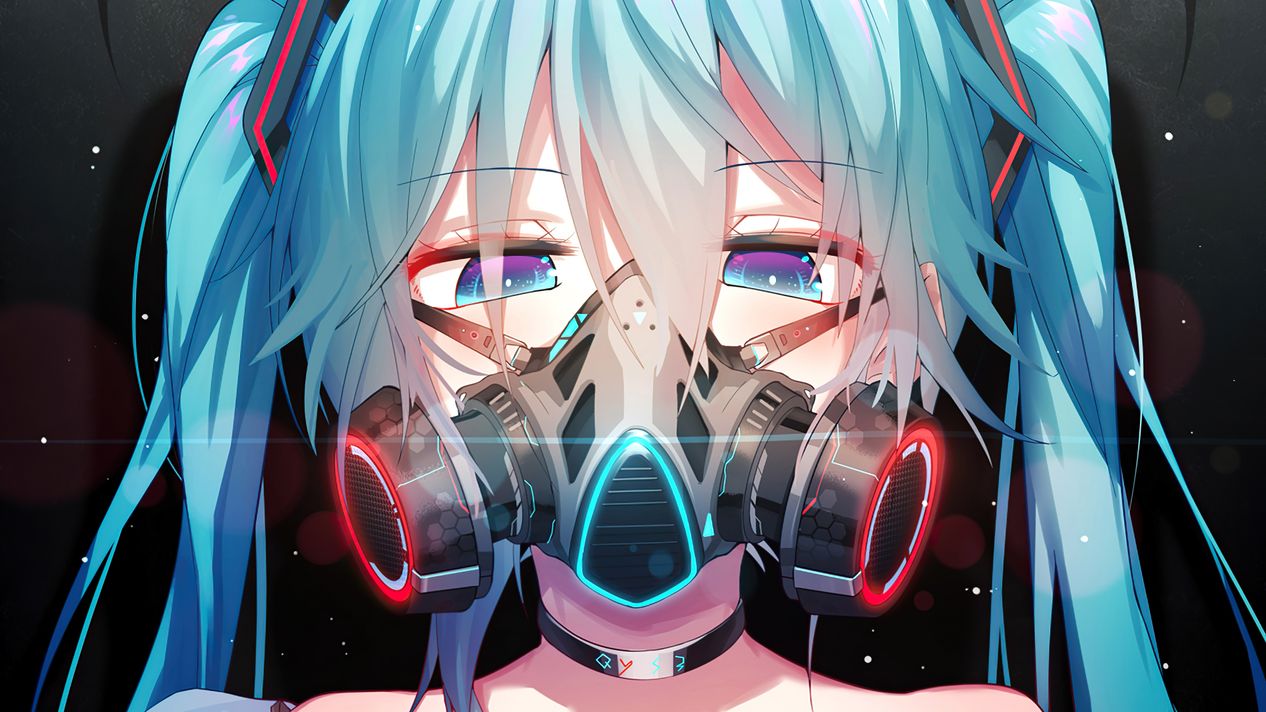 Wallpaper Futurista Hatsune Miku con Máscara