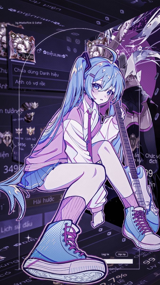 हत्सुने मिकु गेमिंग इंटरफेस 4K वॉलपेपर