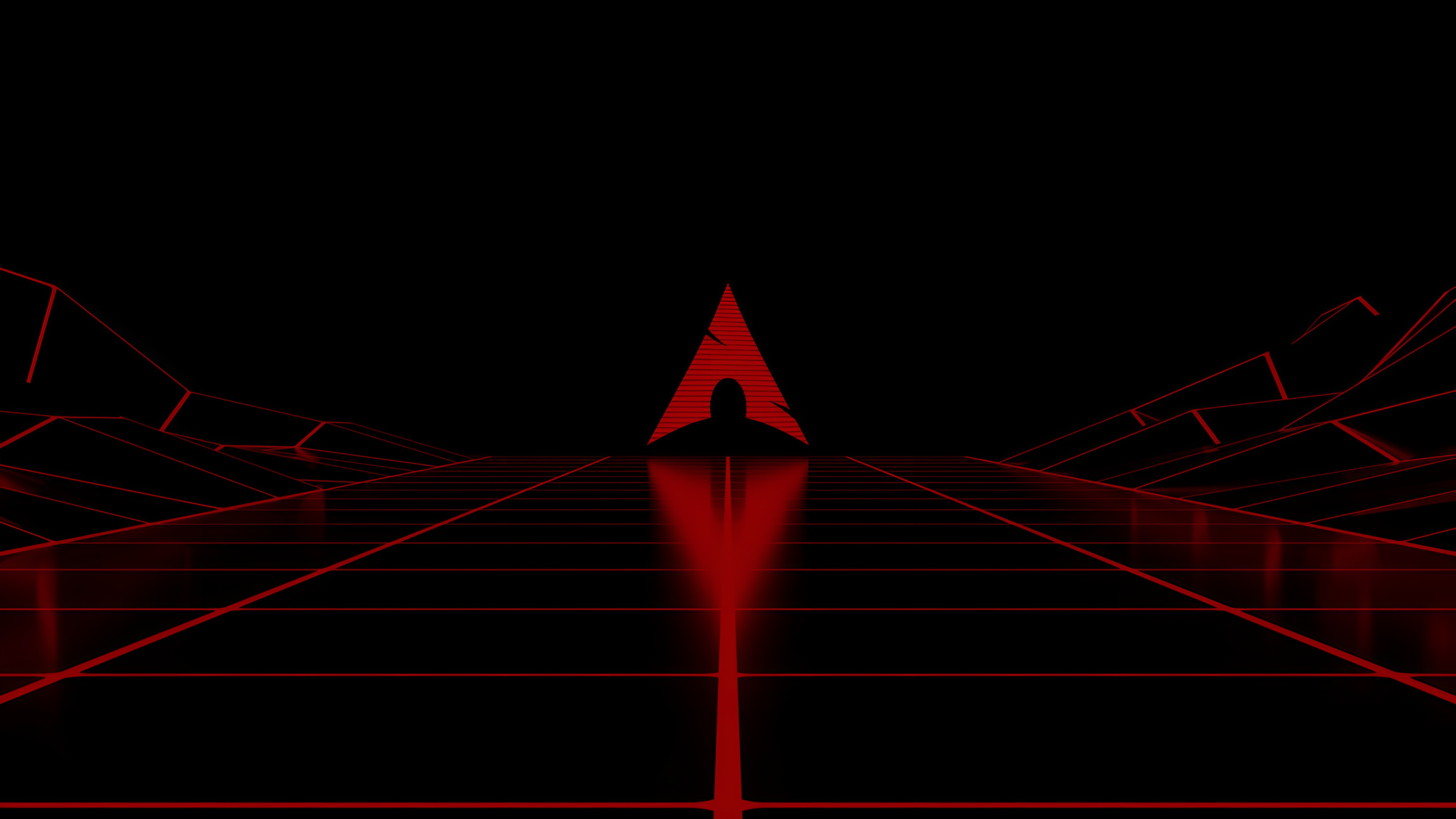Arch Linux Red Grid Retrowave 4K Wallpaper