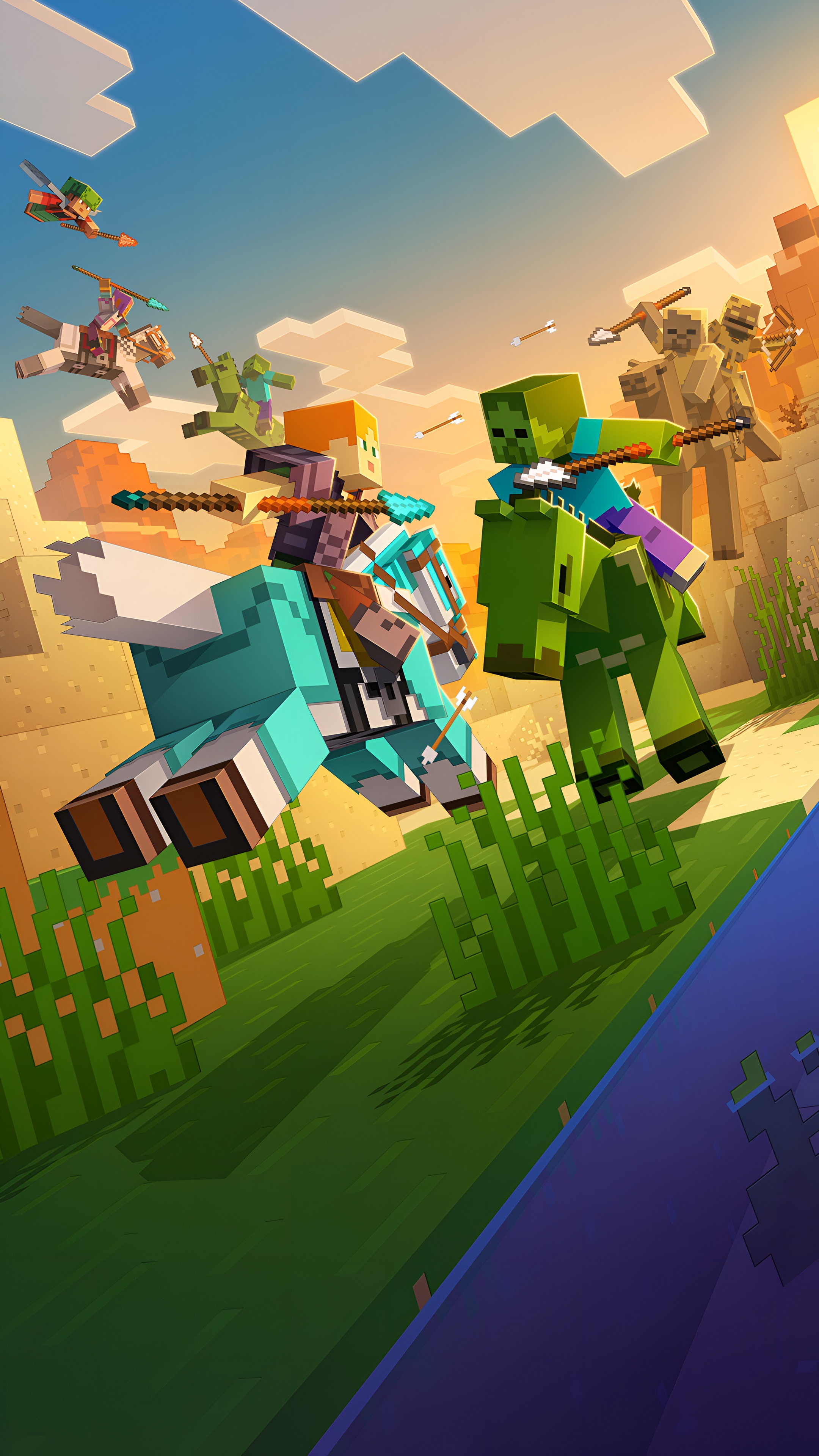 Minecraft Epic Battle Wallpaper 4K