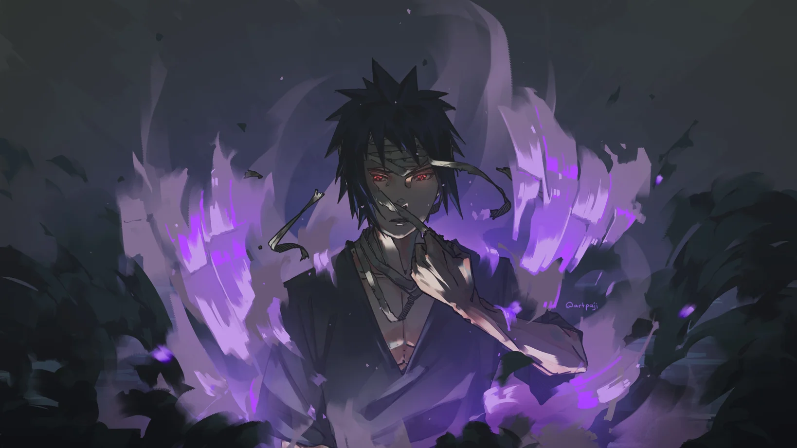 Sasuke Uchiha Purple Aura 4K Wallpaper
