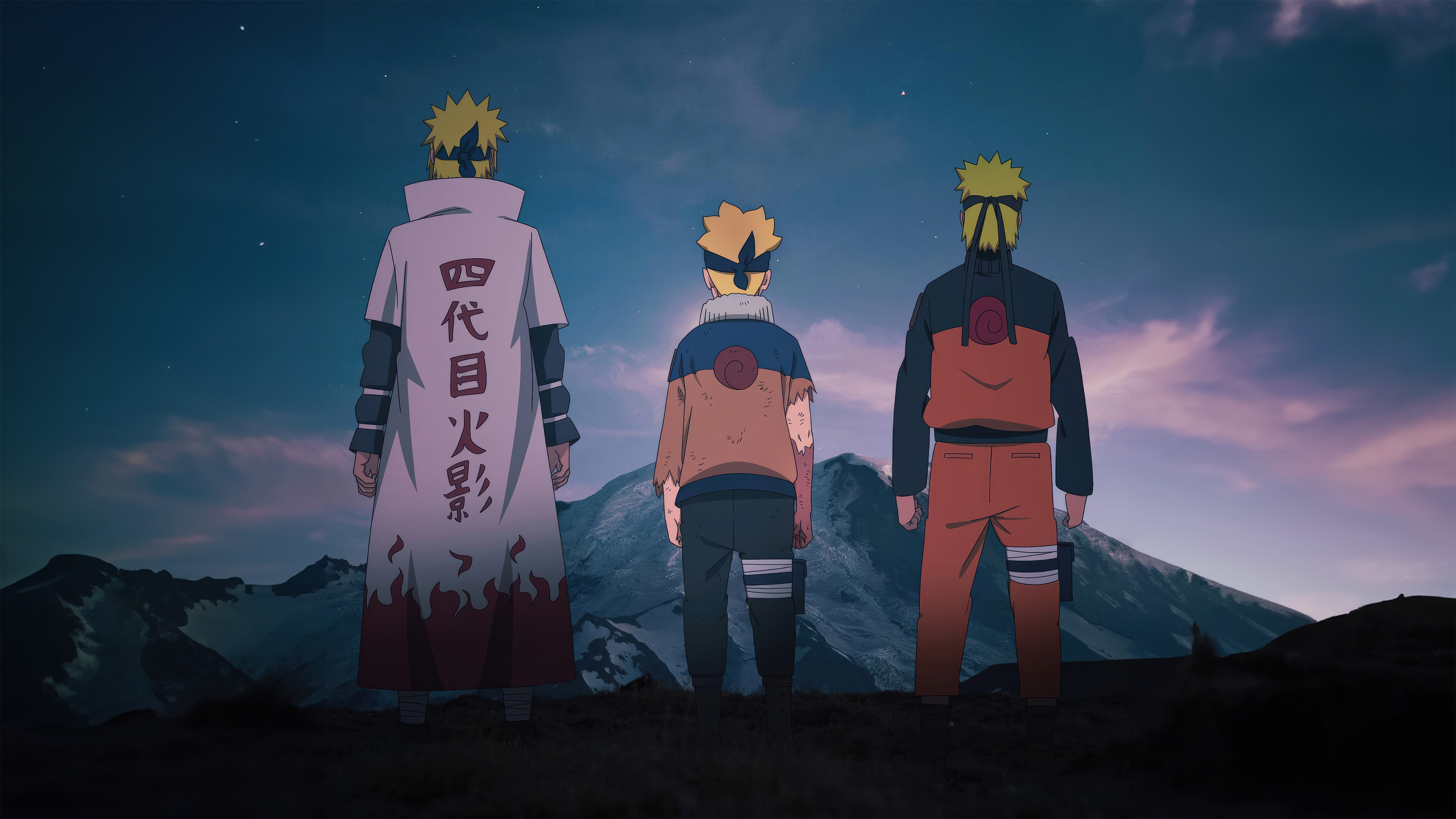 Naruto Minato Boruto Mountain Wallpaper 4K