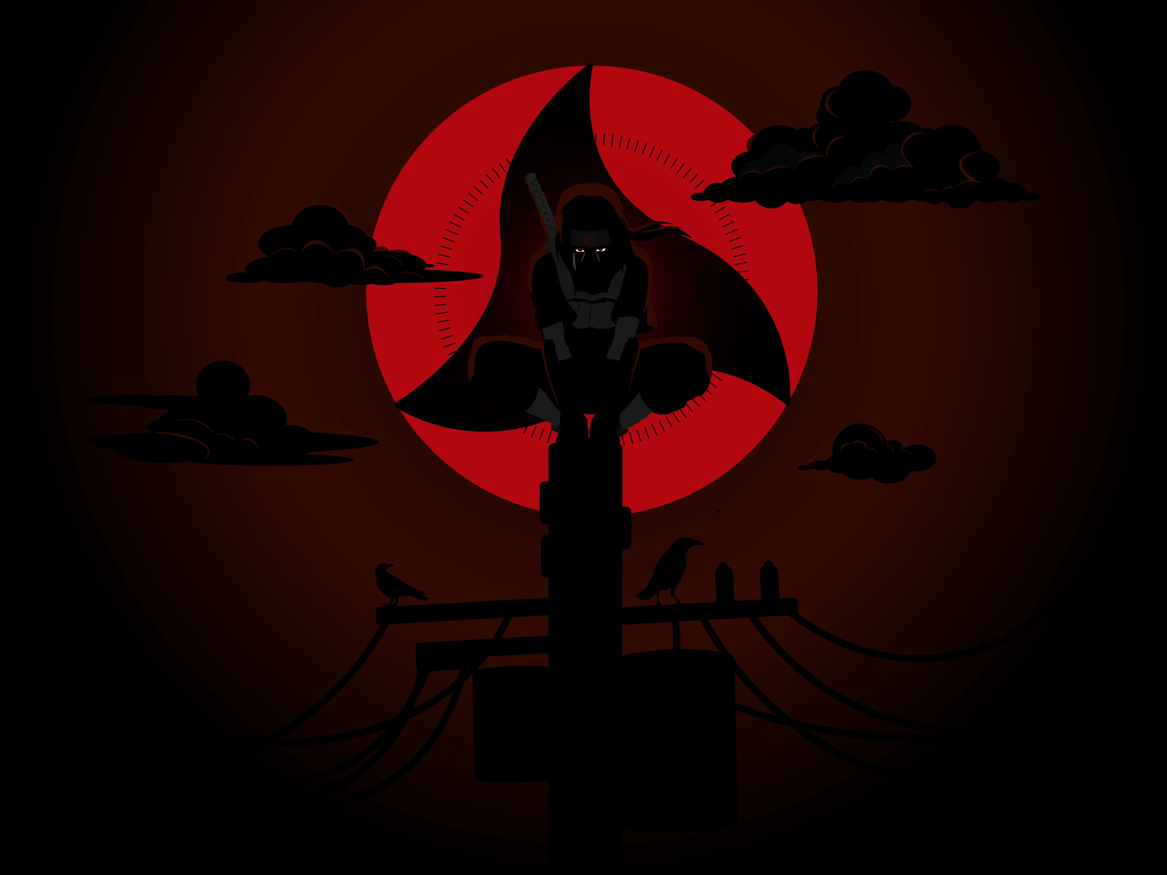 Itachi Uchiha Sharingan Red Moon Wallpaper