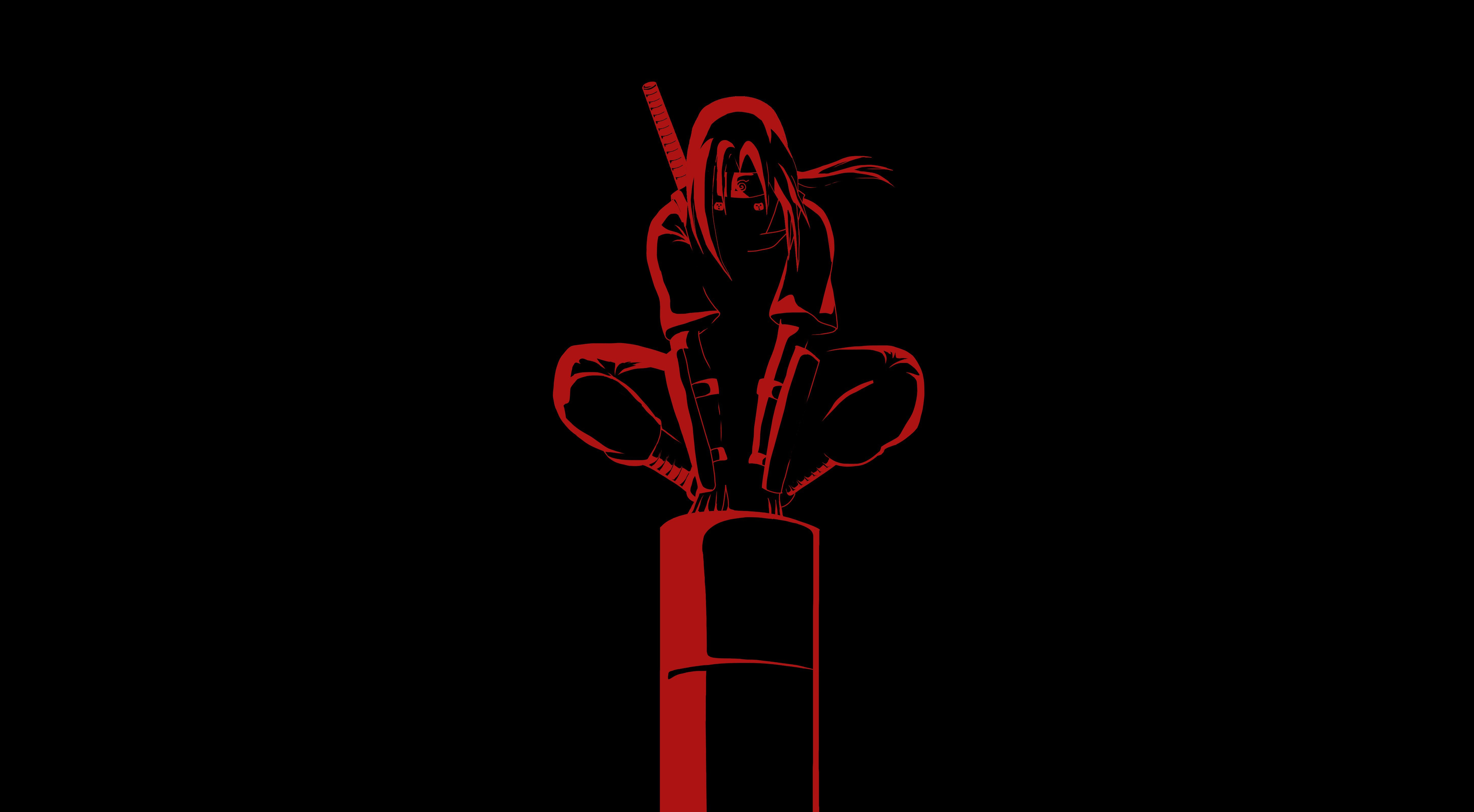 Itachi Uchiha Red Minimalist 4K Wallpaper